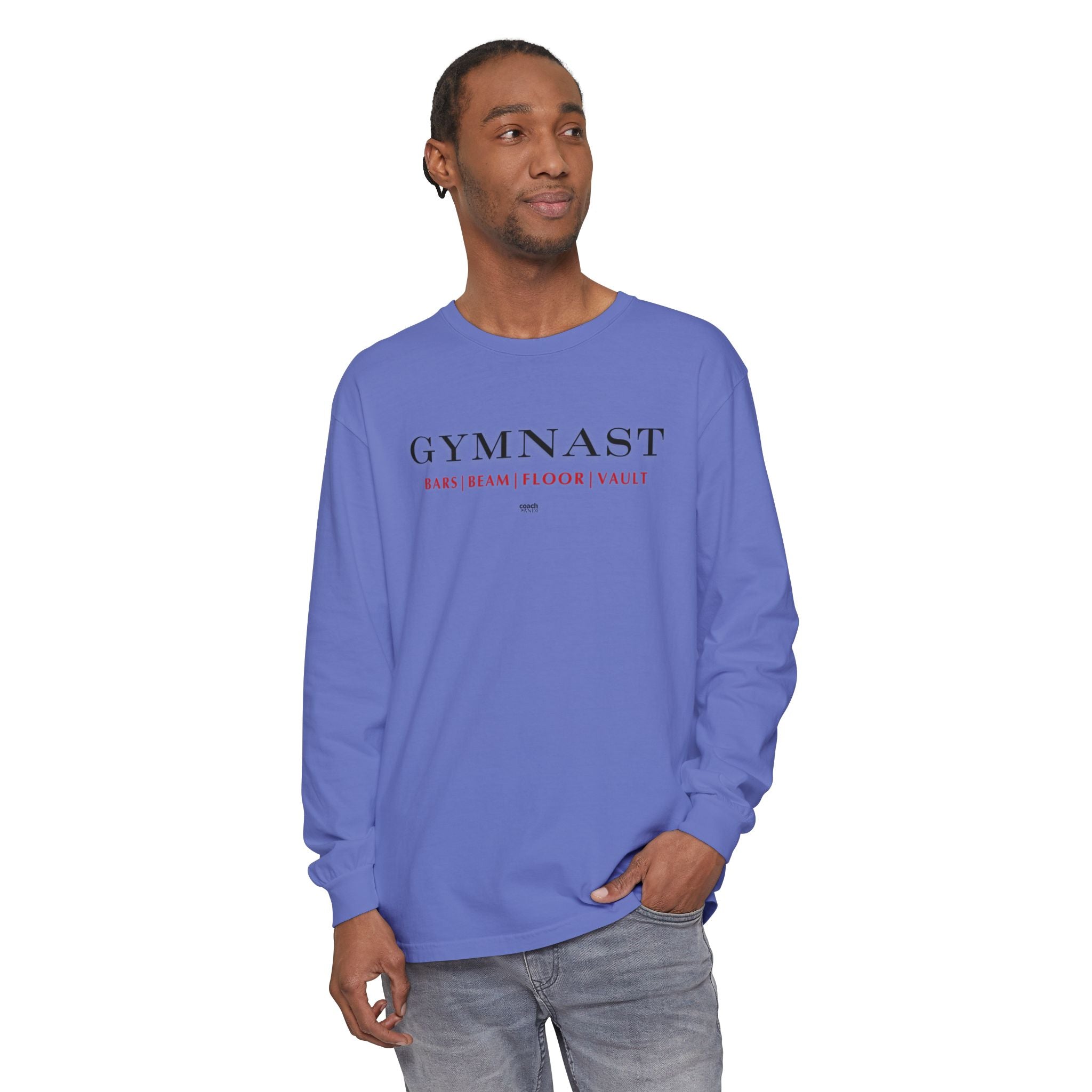 GYMNAST (Bars Beam Floor Vault) Long Sleeve Shirt - Red (Adult )