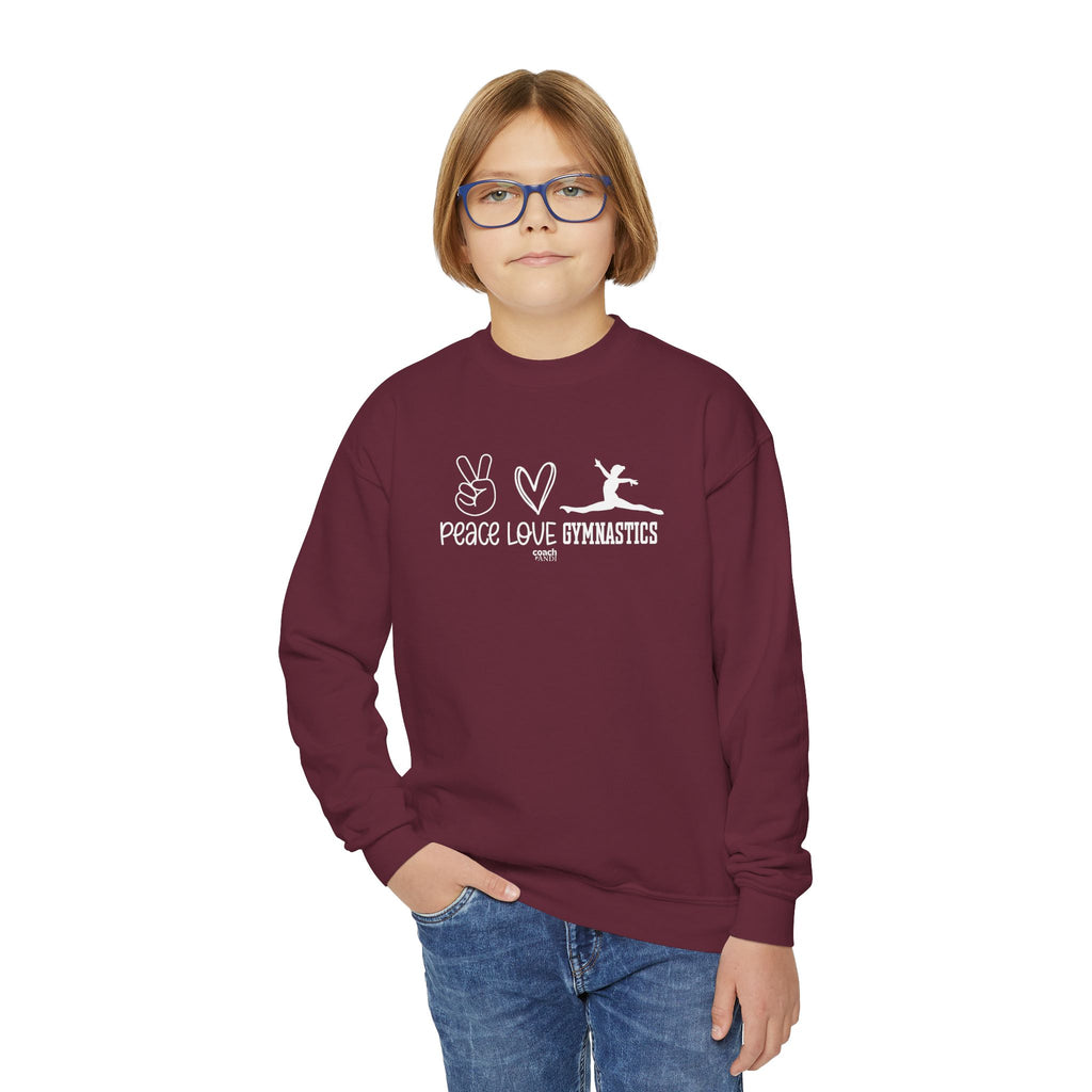 Peace, Love, Gymnastics (Youth Crewneck Sweatshirt)