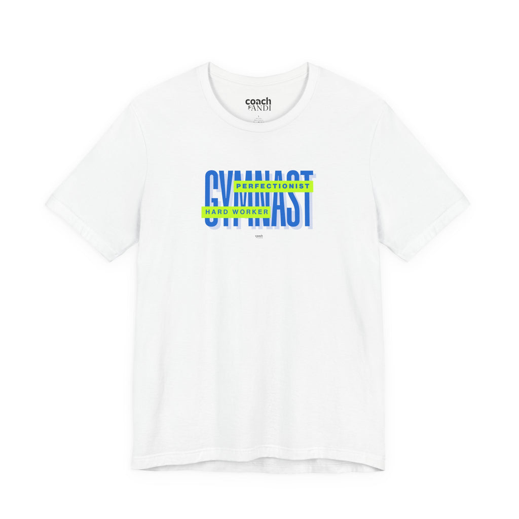 Gymnast Hard Worker Tshirt - Lime/Blue (Adult)