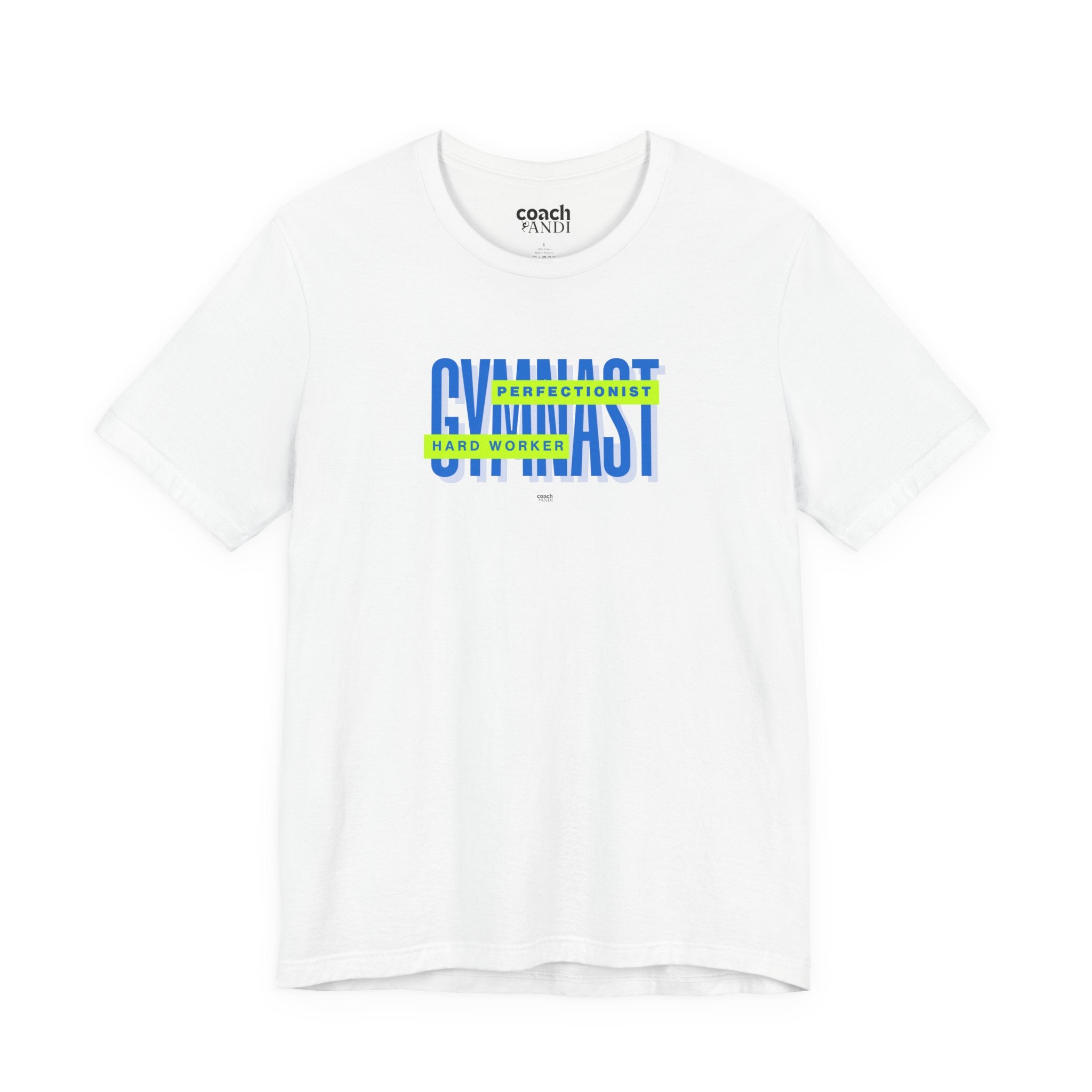 Gymnast Hard Worker Tshirt - Lime/Blue (Adult)