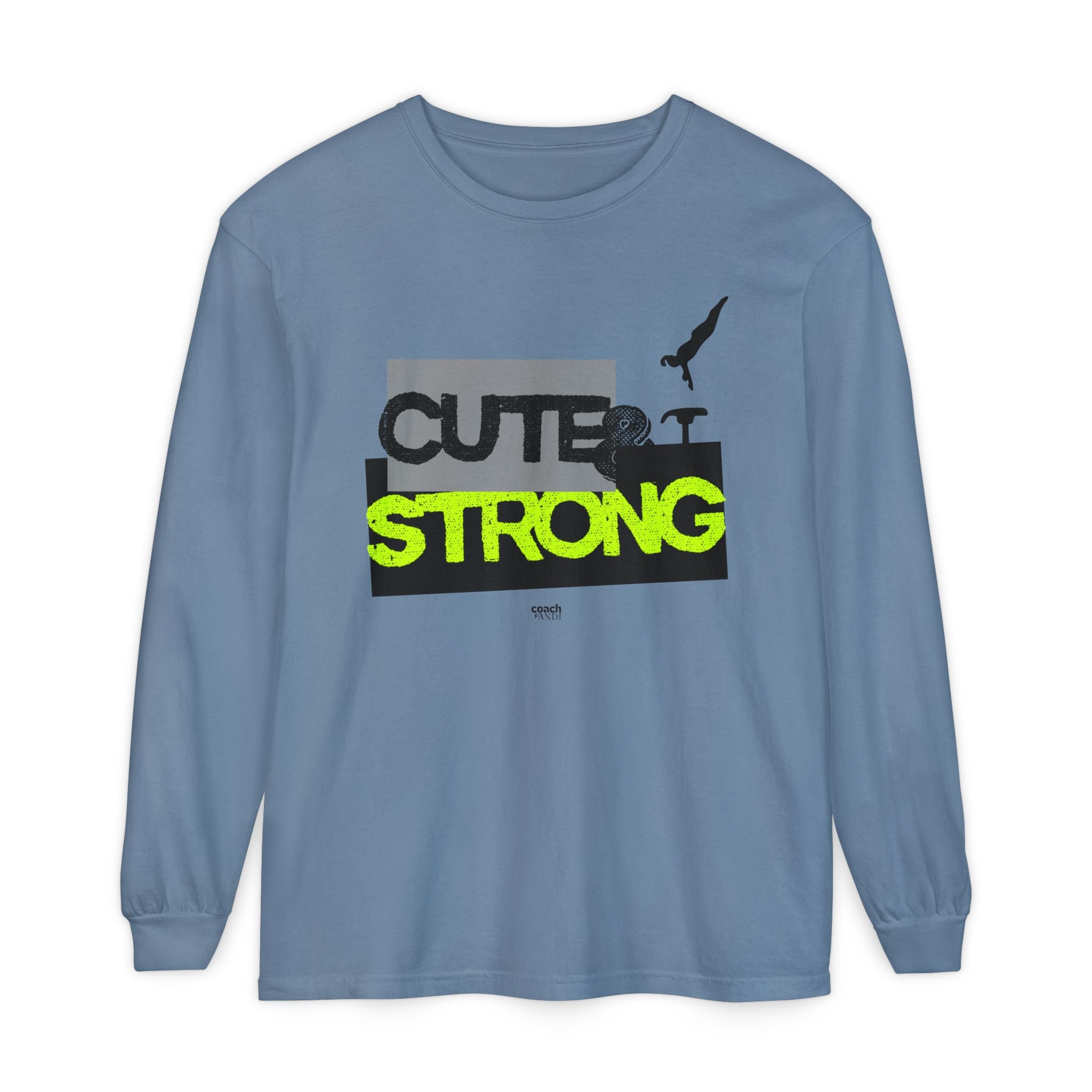 Cute & Strong - Lime/Black (Adult Long Sleeve Shirt)
