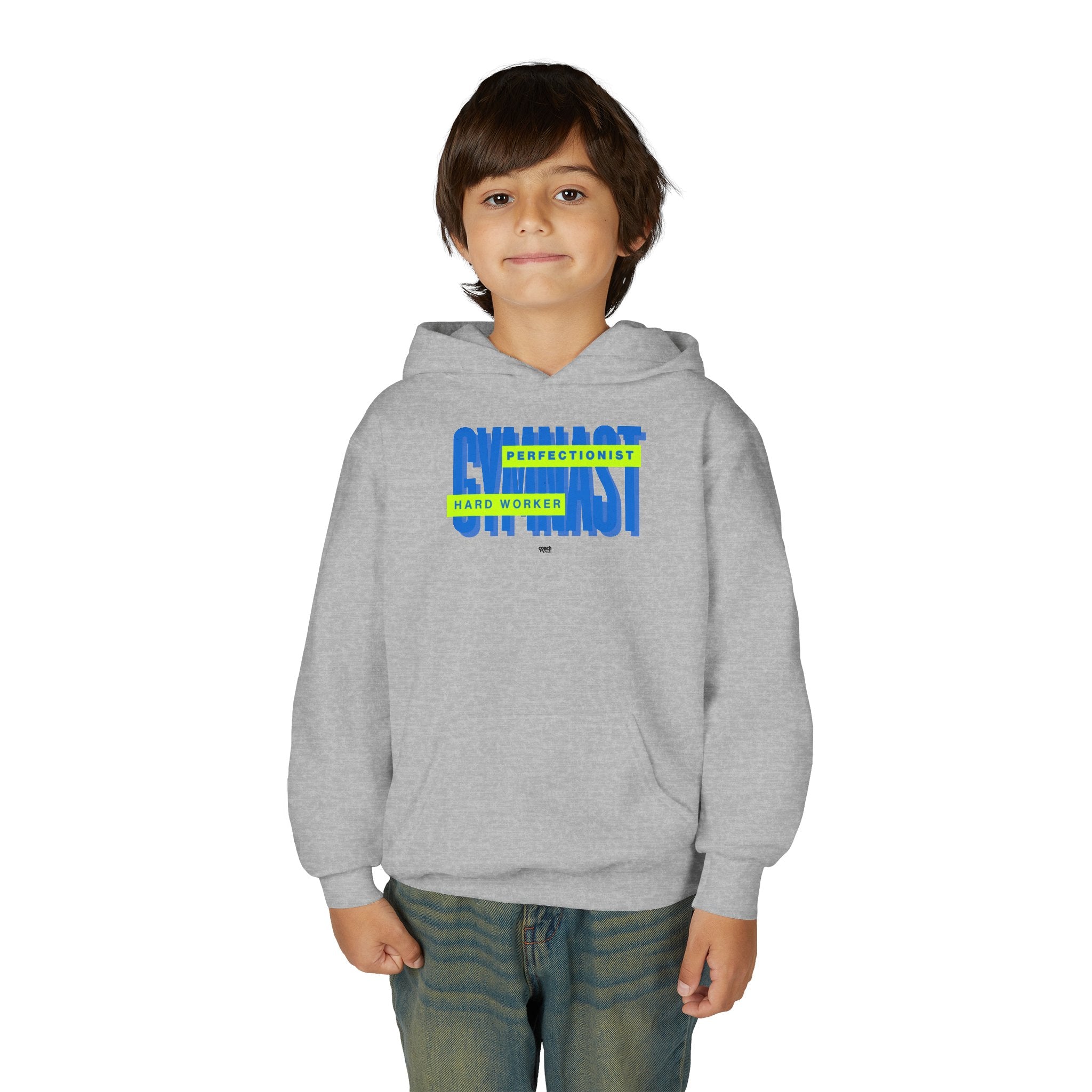 Gymnast Hard Worker Hoodie - Lime/Blue (Youth)