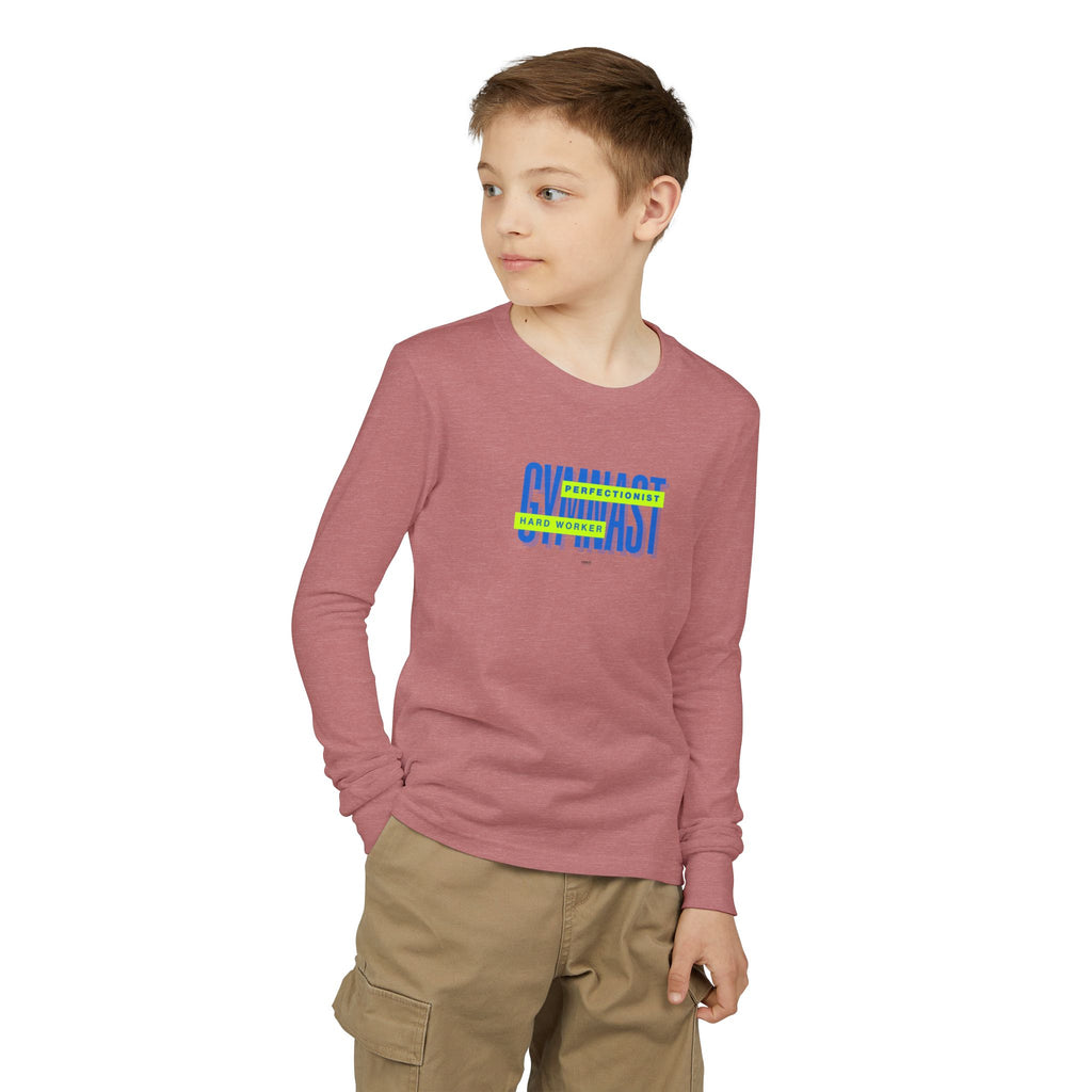 Gymnast Hard Worker Long Sleeve Shirt - Lime/Blue (Youth)
