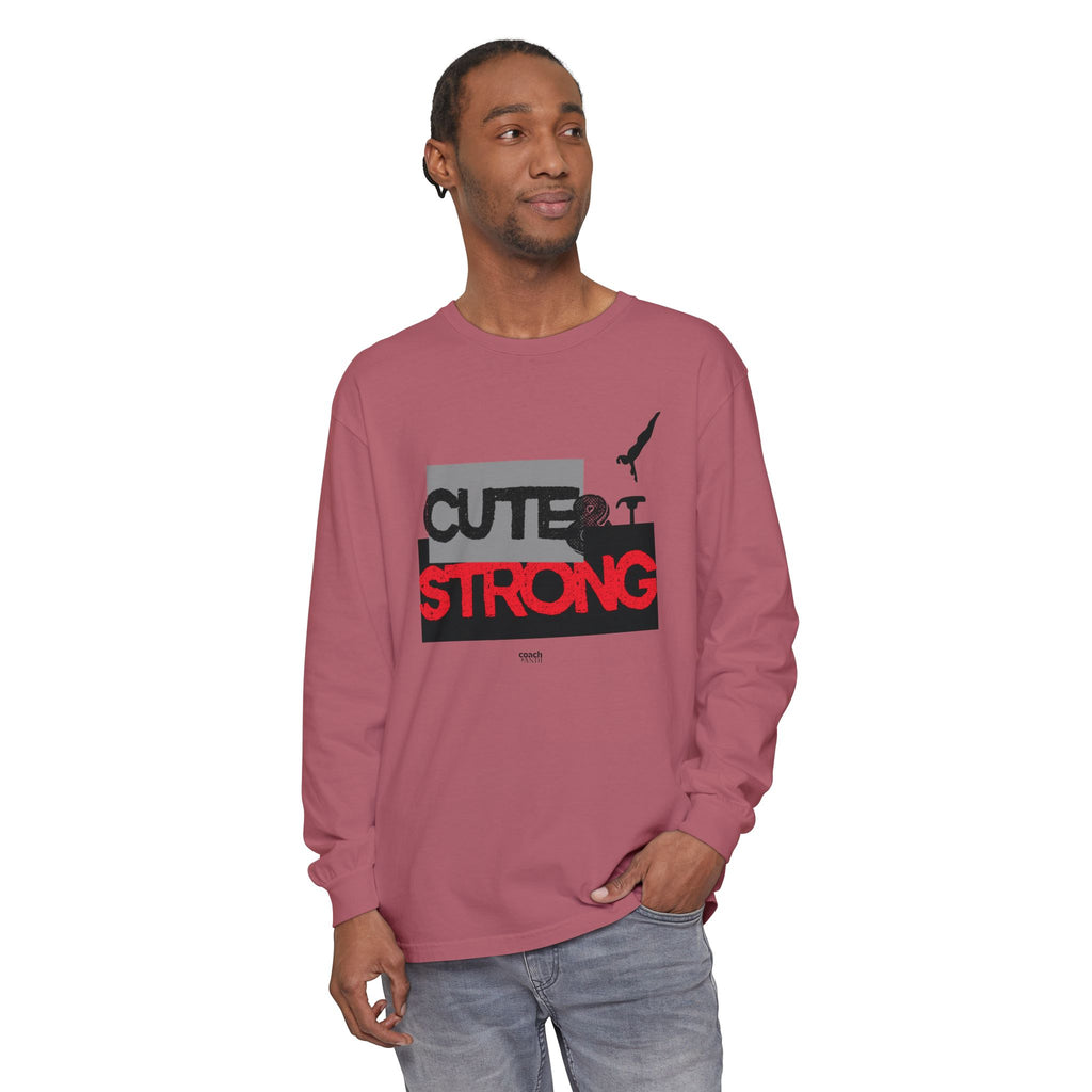 Cute & Strong - Red/Black (Adult Long Sleeve Shirt)