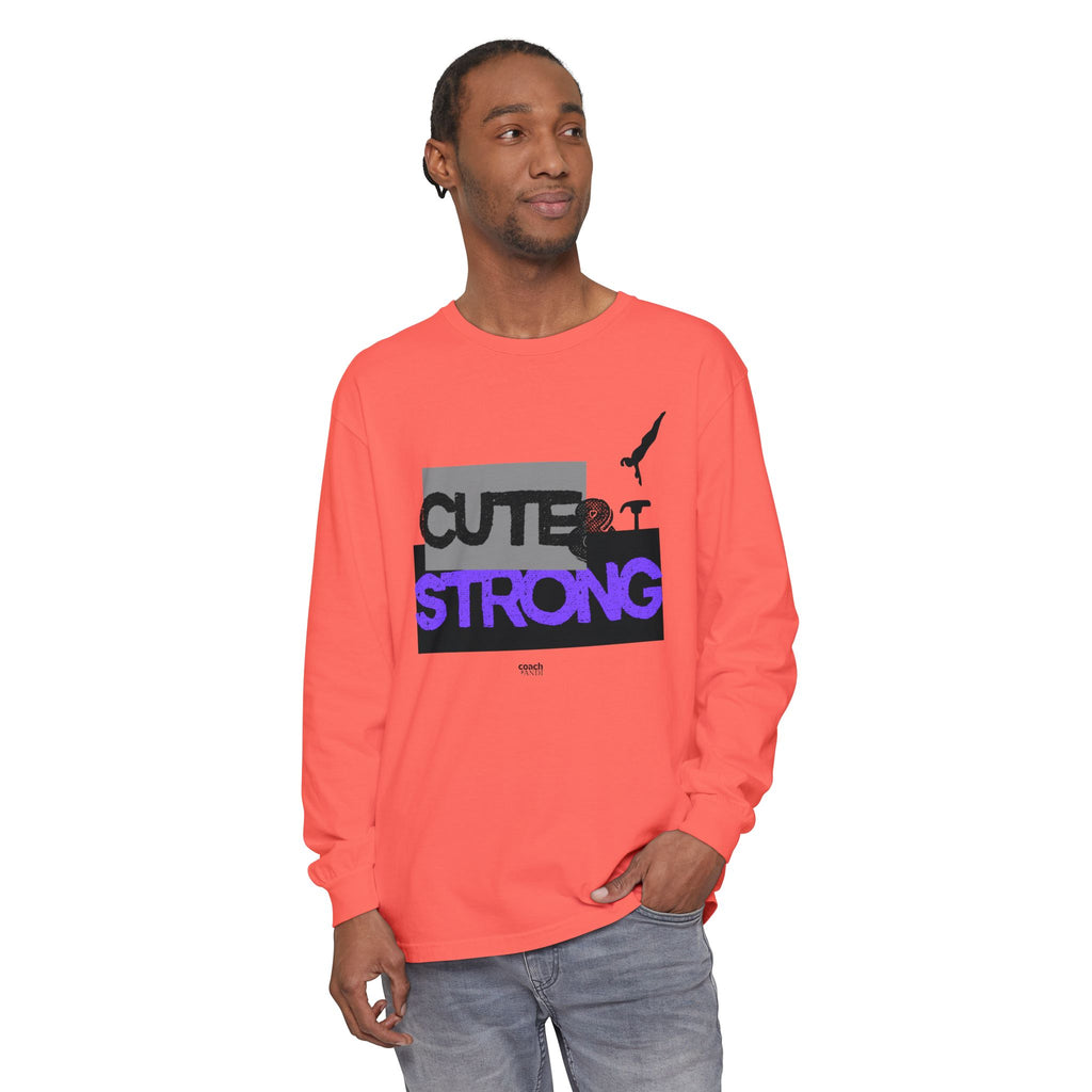 Cute & Strong - Purple/Black (Adult Long Sleeve Shirt)
