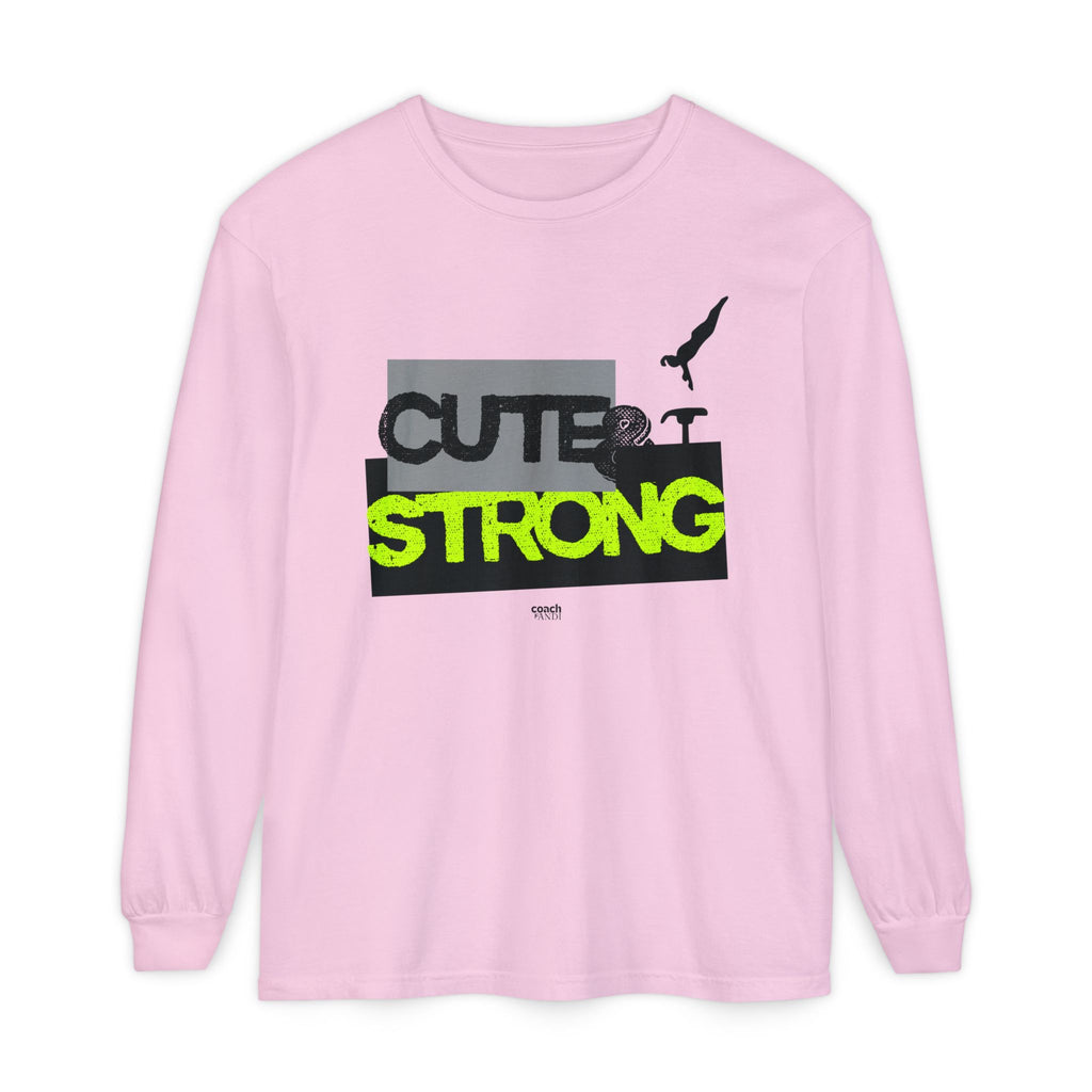 Cute & Strong - Lime/Black (Adult Long Sleeve Shirt)