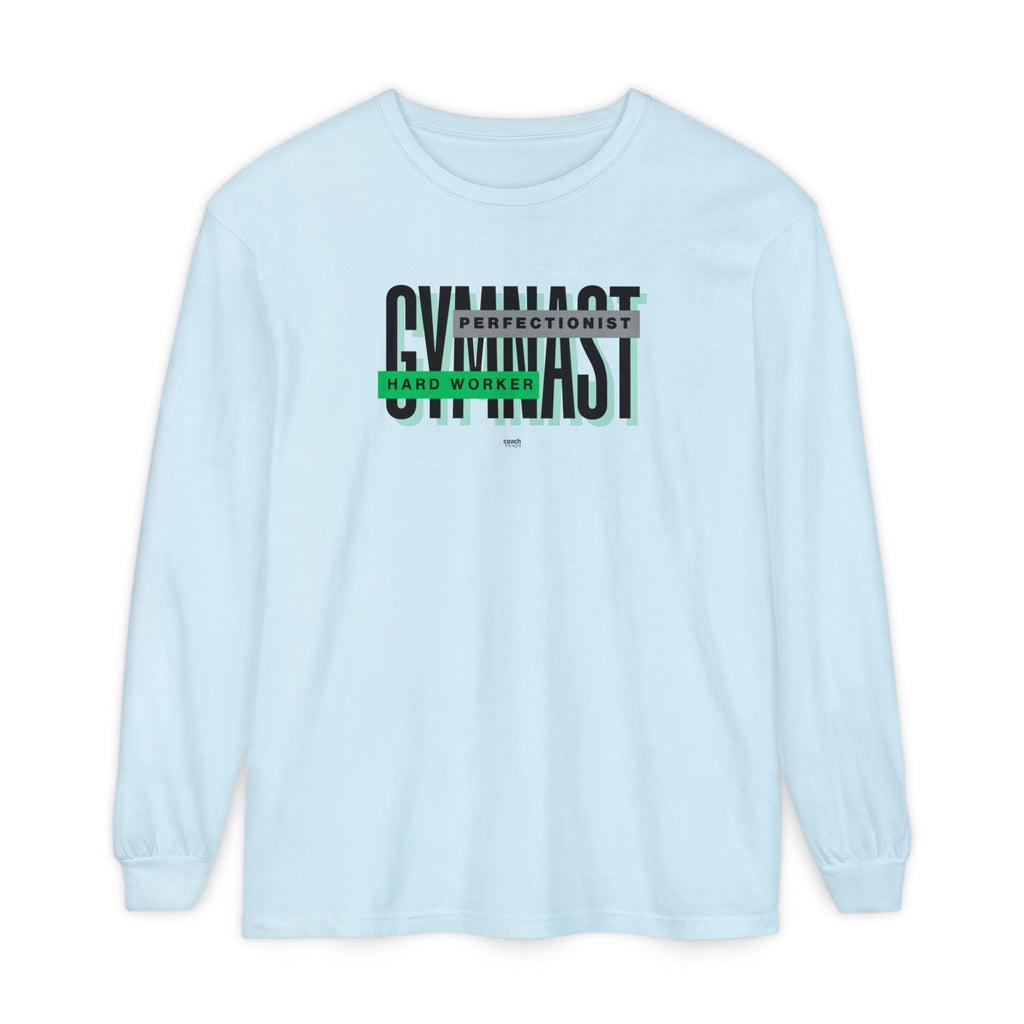 Gymnast Hard Worker Long Sleeve Shirt - Lime/Blue (Adult)
