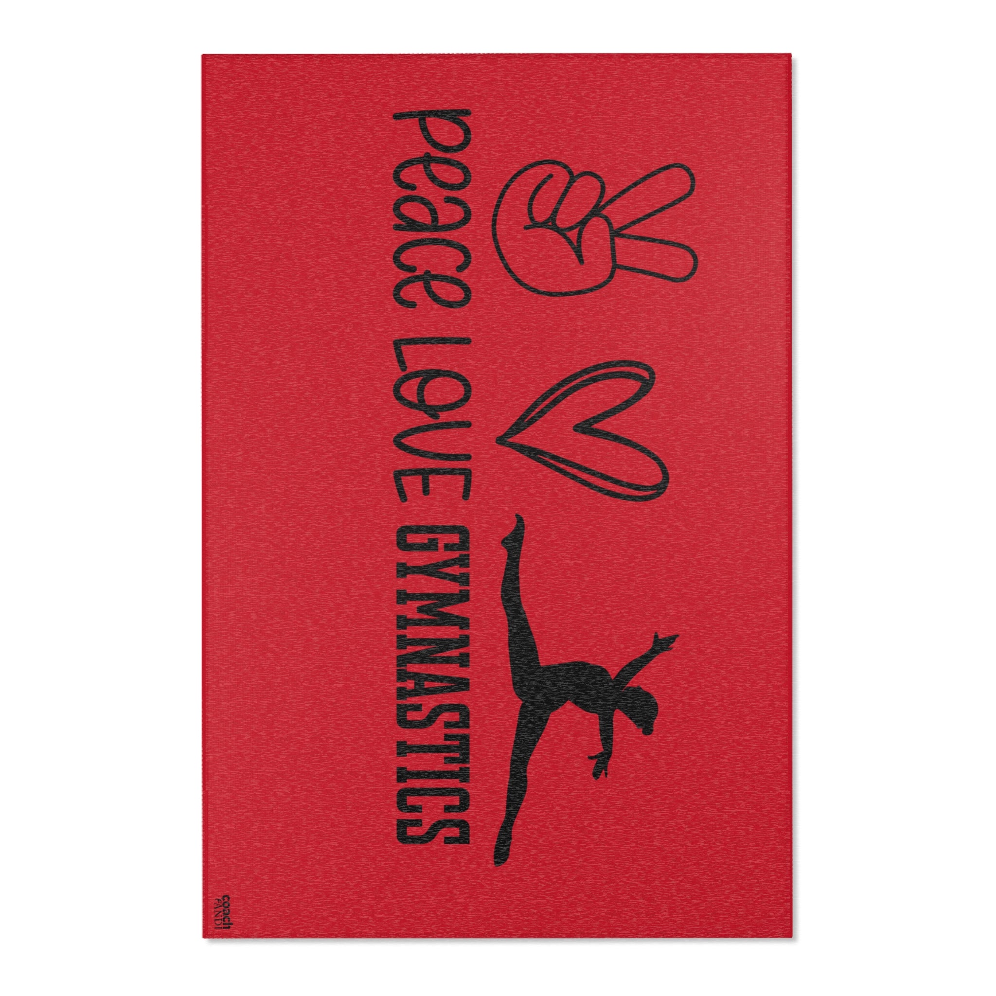 Peace, Love, Gymnastics-Red (Area Rugs)
