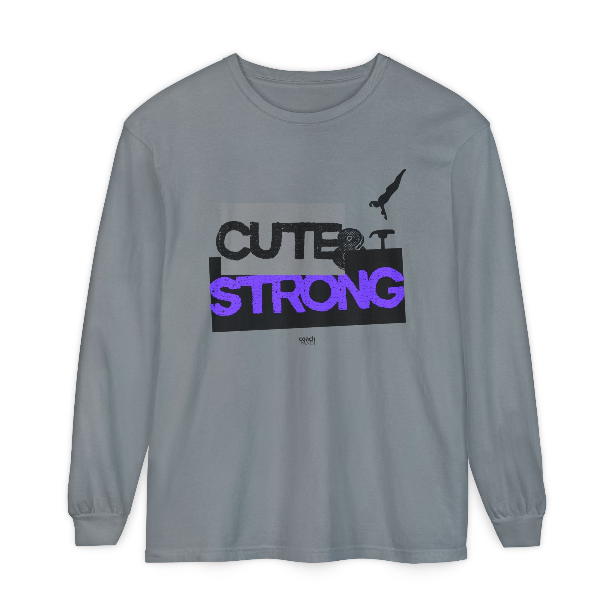 Cute & Strong - Purple/Black (Adult Long Sleeve Shirt)