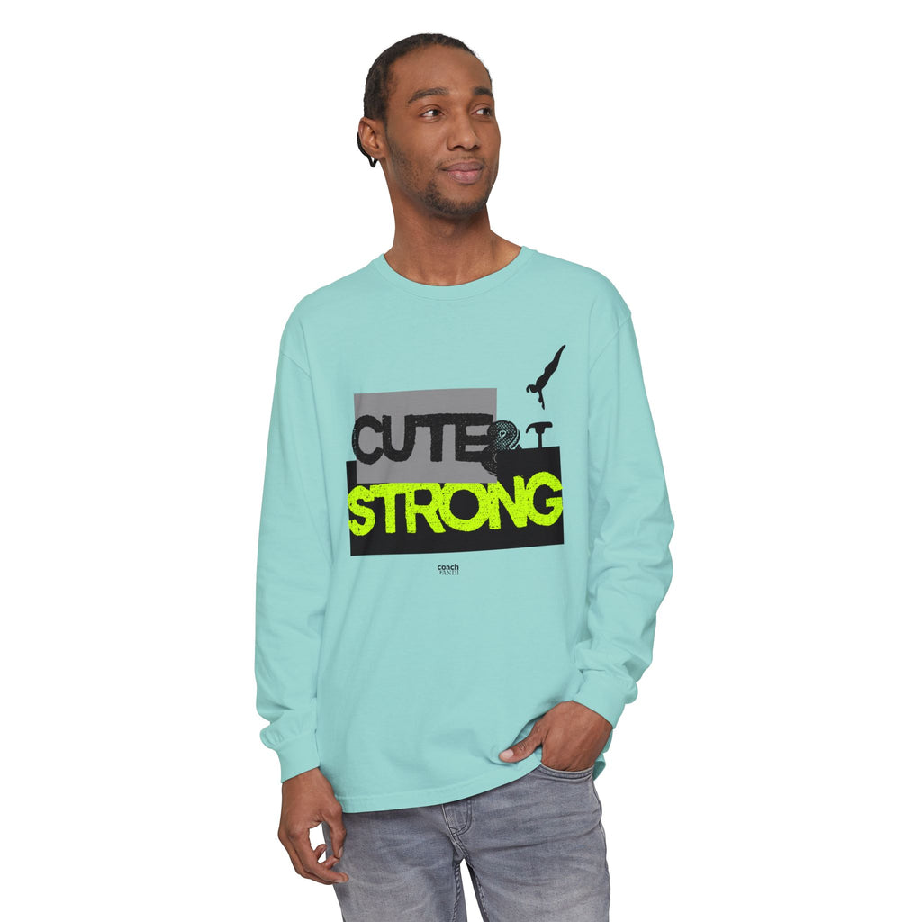 Cute & Strong - Lime/Black (Adult Long Sleeve Shirt)