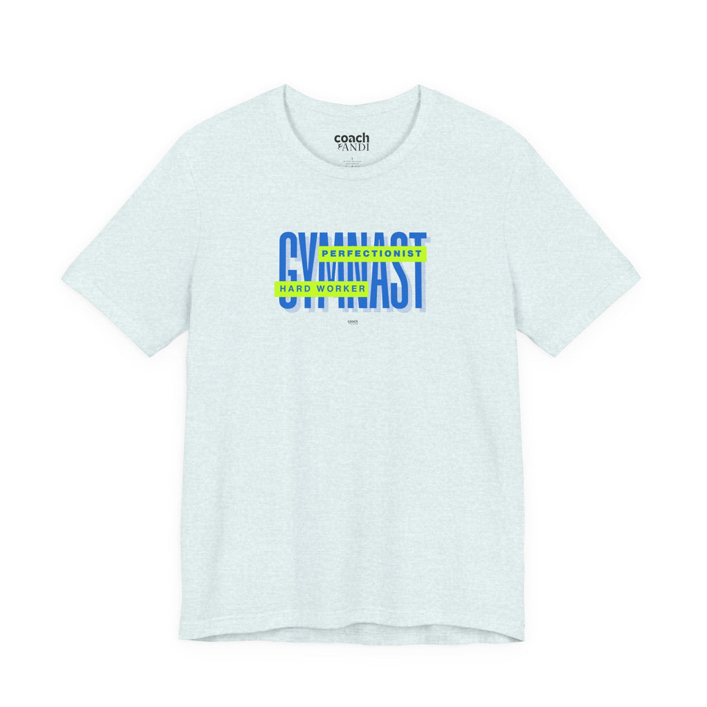 Gymnast Hard Worker Tshirt - Lime/Blue (Adult)