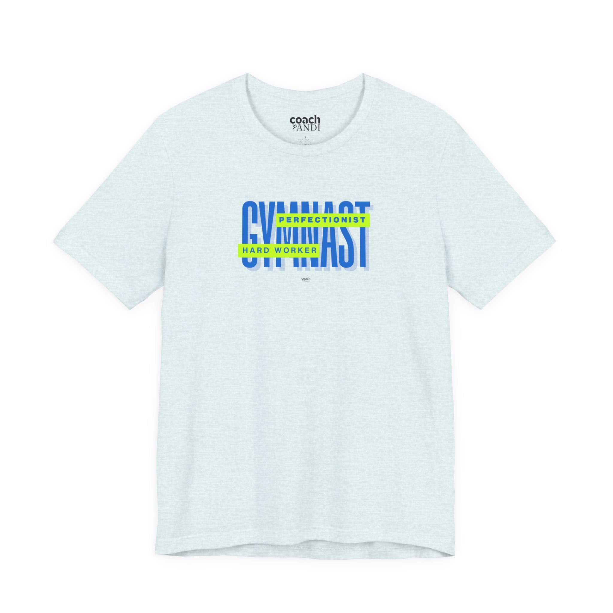Gymnast Hard Worker Tshirt - Lime/Blue (Adult)
