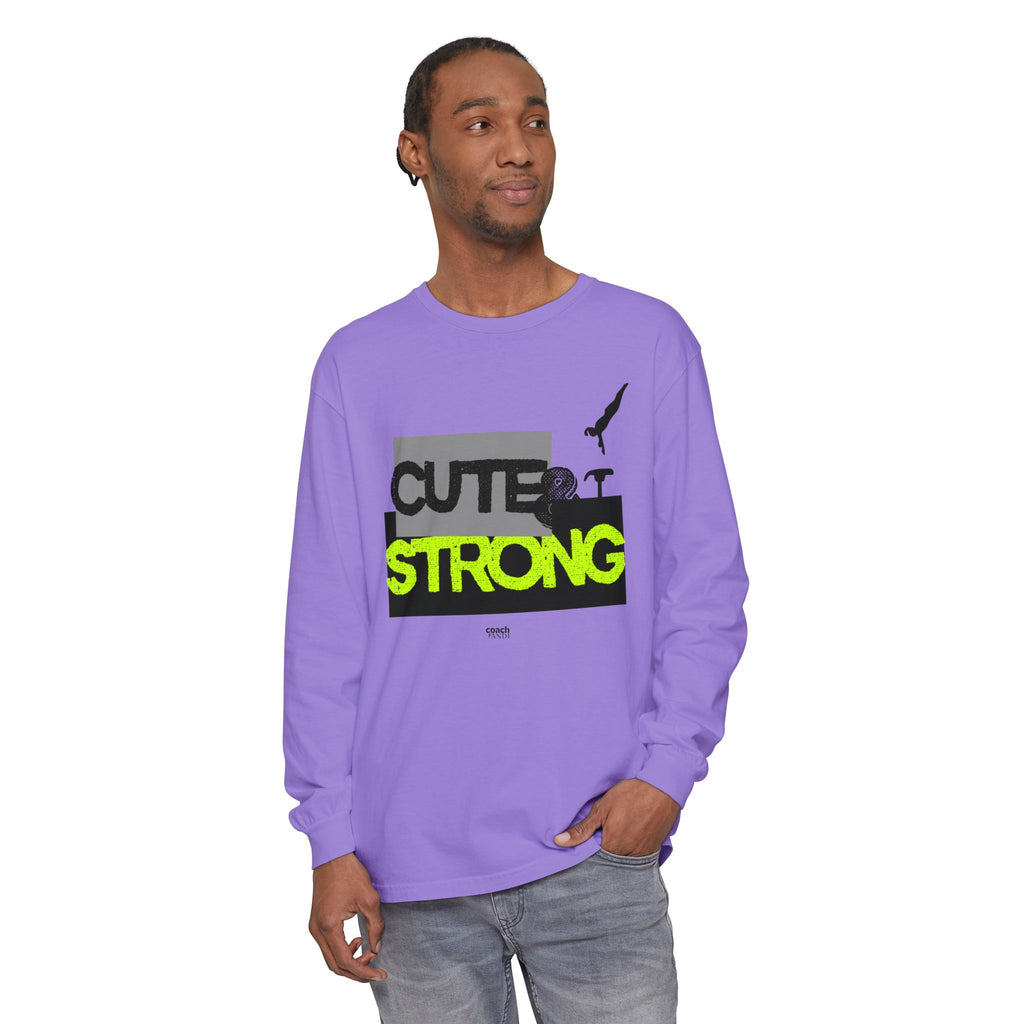 Cute & Strong - Lime/Black (Adult Long Sleeve Shirt)