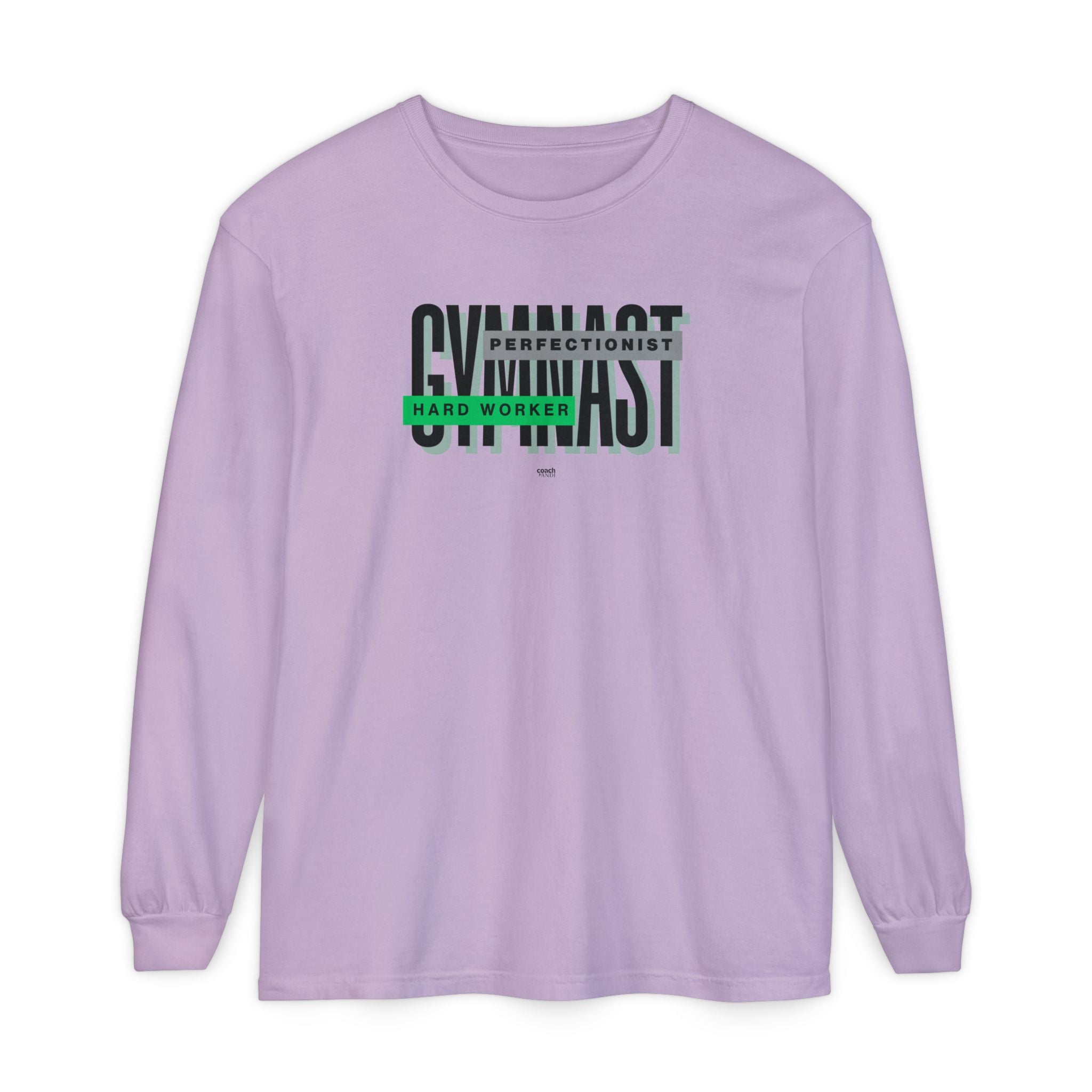Gymnast Hard Worker Long Sleeve Shirt - Lime/Blue (Adult)