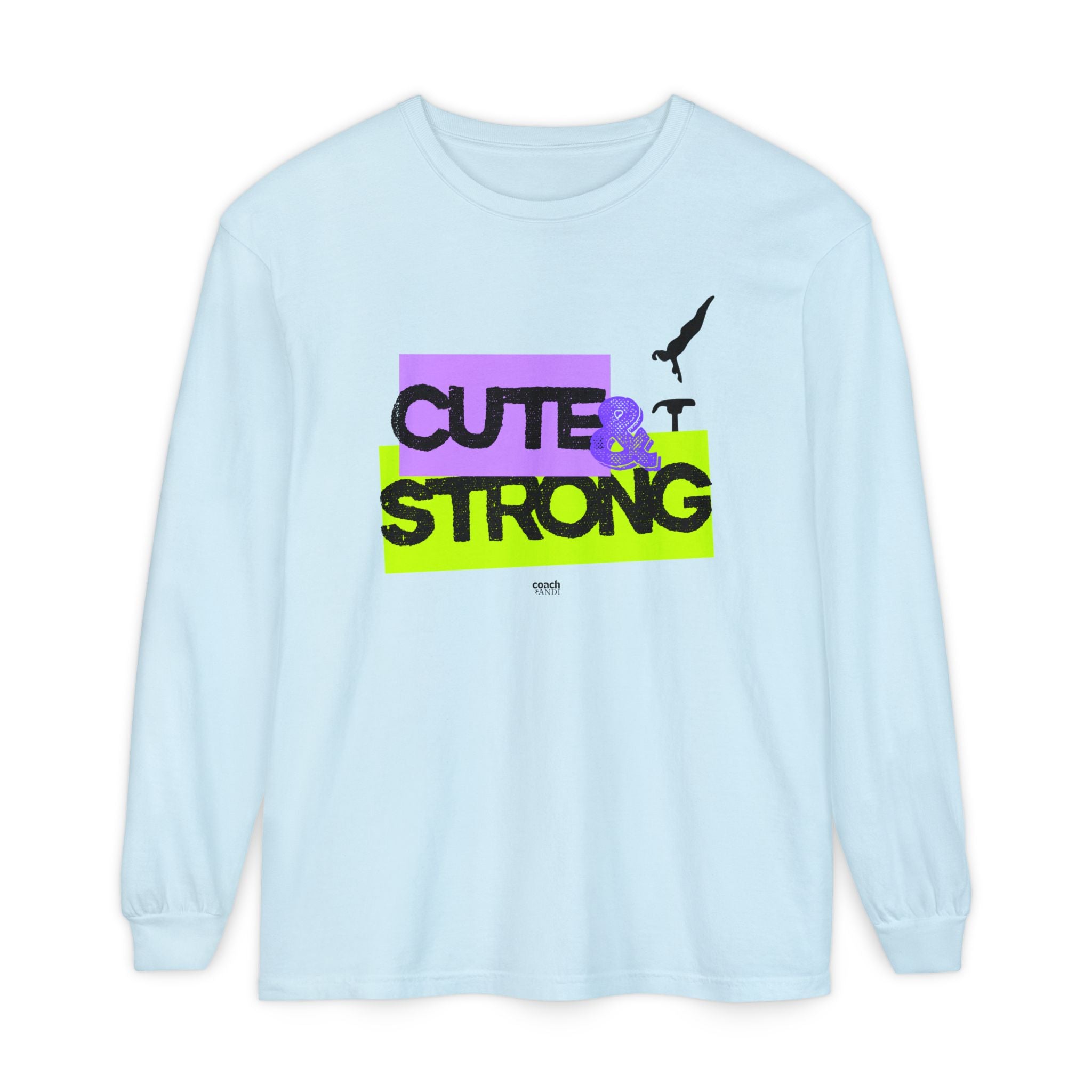Cute & Strong - Aqua/Pink (Adult Long Sleeve Shirt)