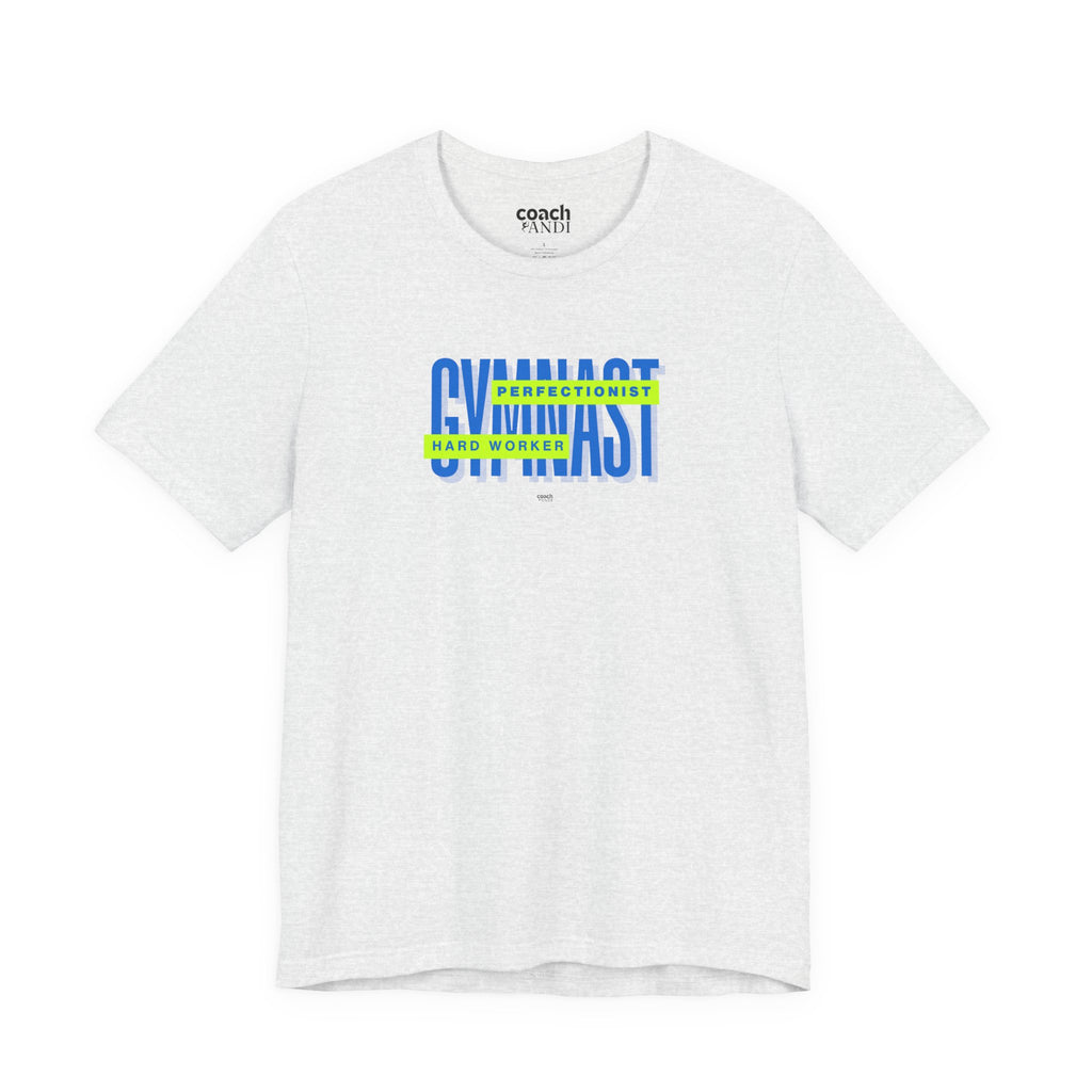 Gymnast Hard Worker Tshirt - Lime/Blue (Adult)