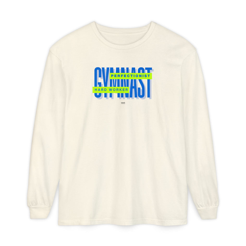 Gymnast Hard Worker Long Sleeve Shirt - Lime/Blue (Adult)