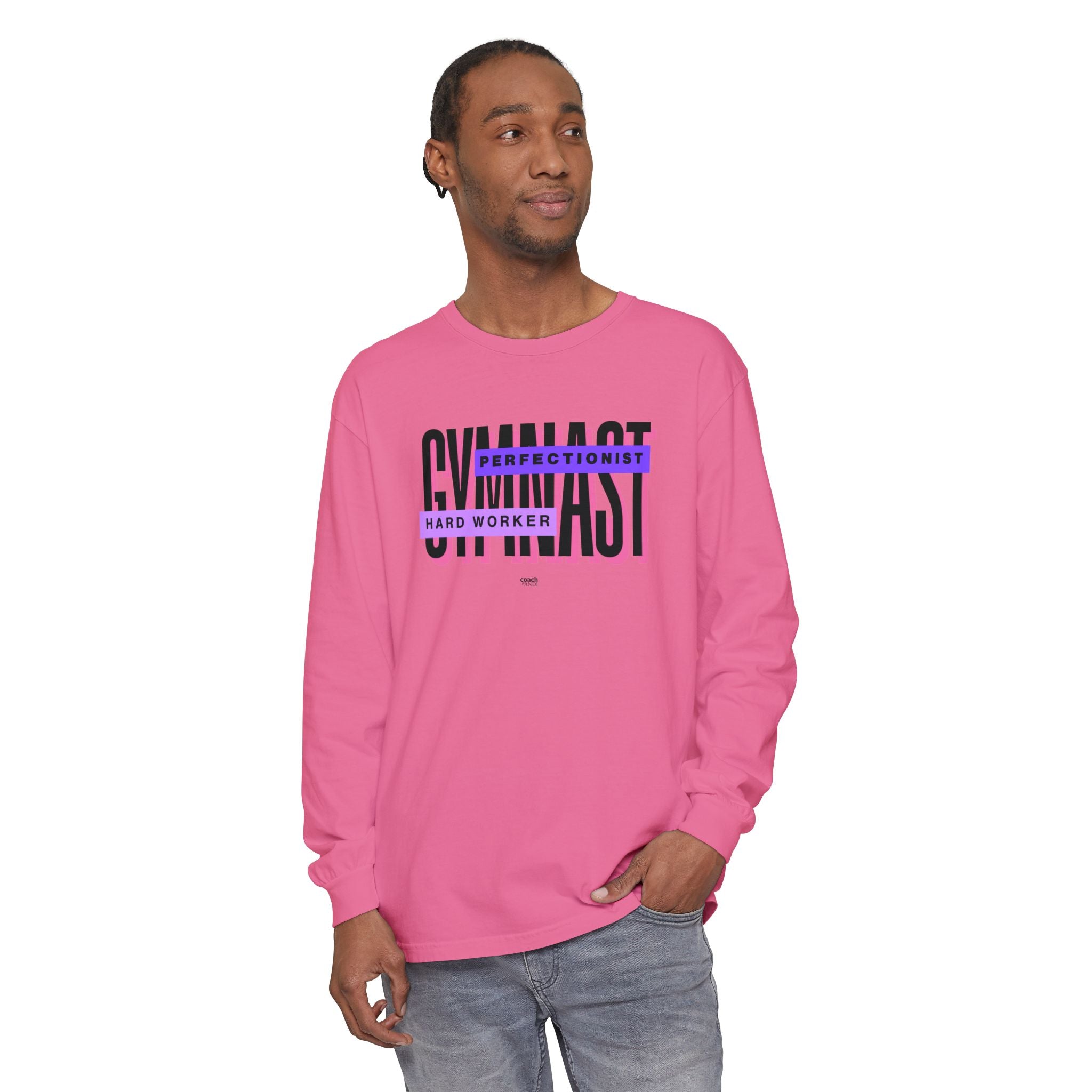 Gymnast Hard Worker Long Sleeve Shirt - Purple (Adult)
