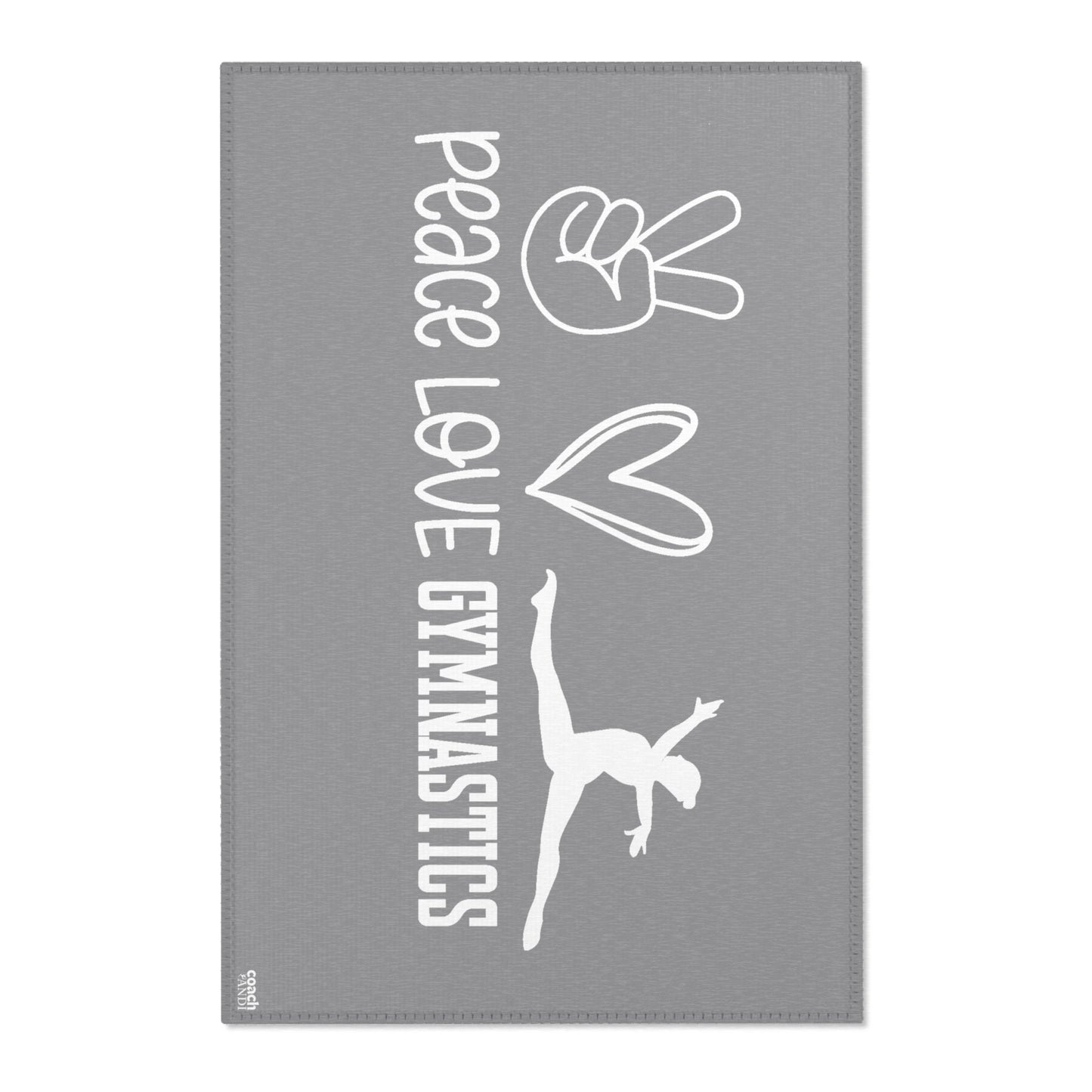 Peace, Love, Gymnastics-Grey (Area Rugs)