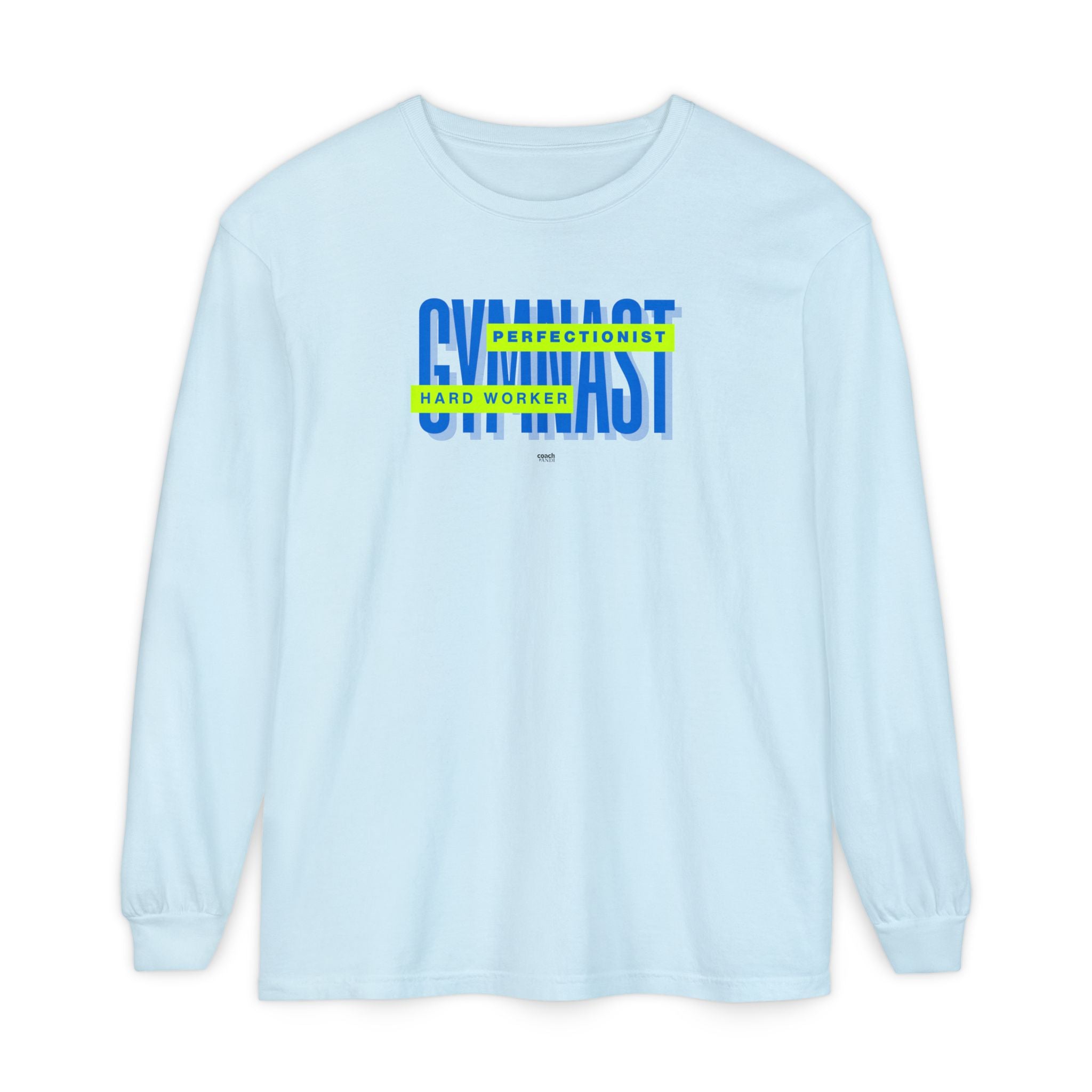 Gymnast Hard Worker Long Sleeve Shirt - Lime/Blue (Adult)
