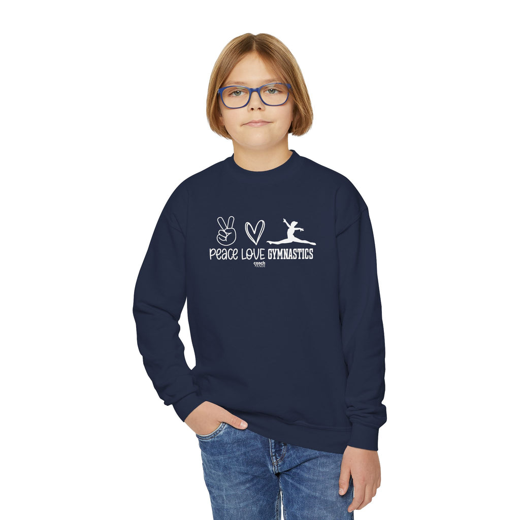 Peace, Love, Gymnastics (Youth Crewneck Sweatshirt)