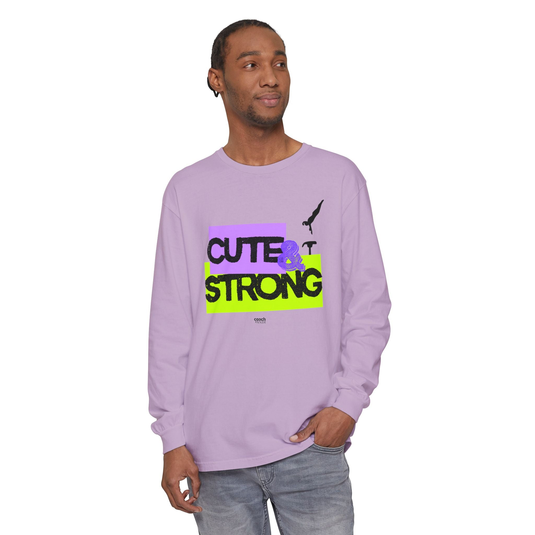 Cute & Strong - Aqua/Pink (Adult Long Sleeve Shirt)