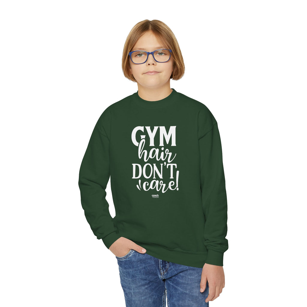 Gym Hair, Don't Care (Youth Crewneck Sweatshirt)