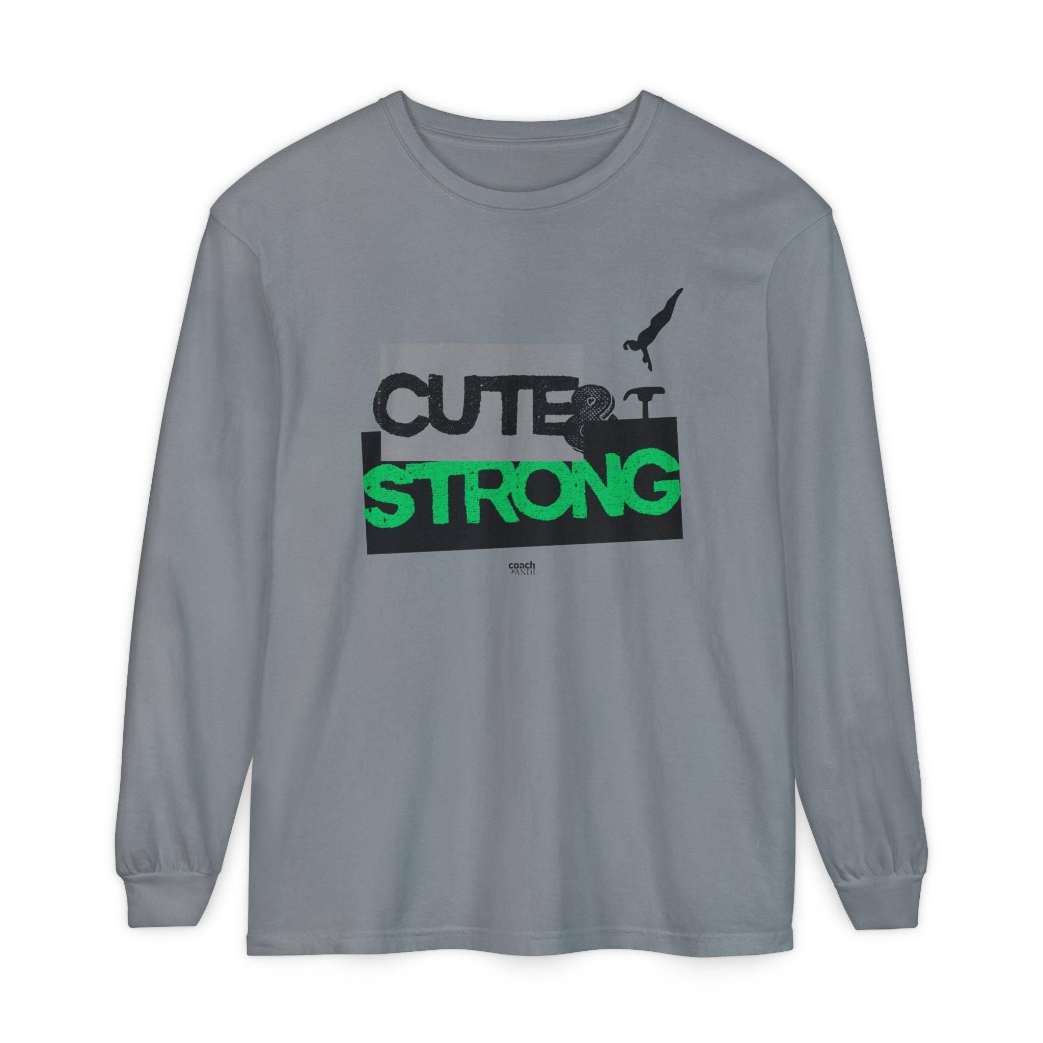 Cute & Strong - Green/Black (Adult Long Sleeve Shirt)