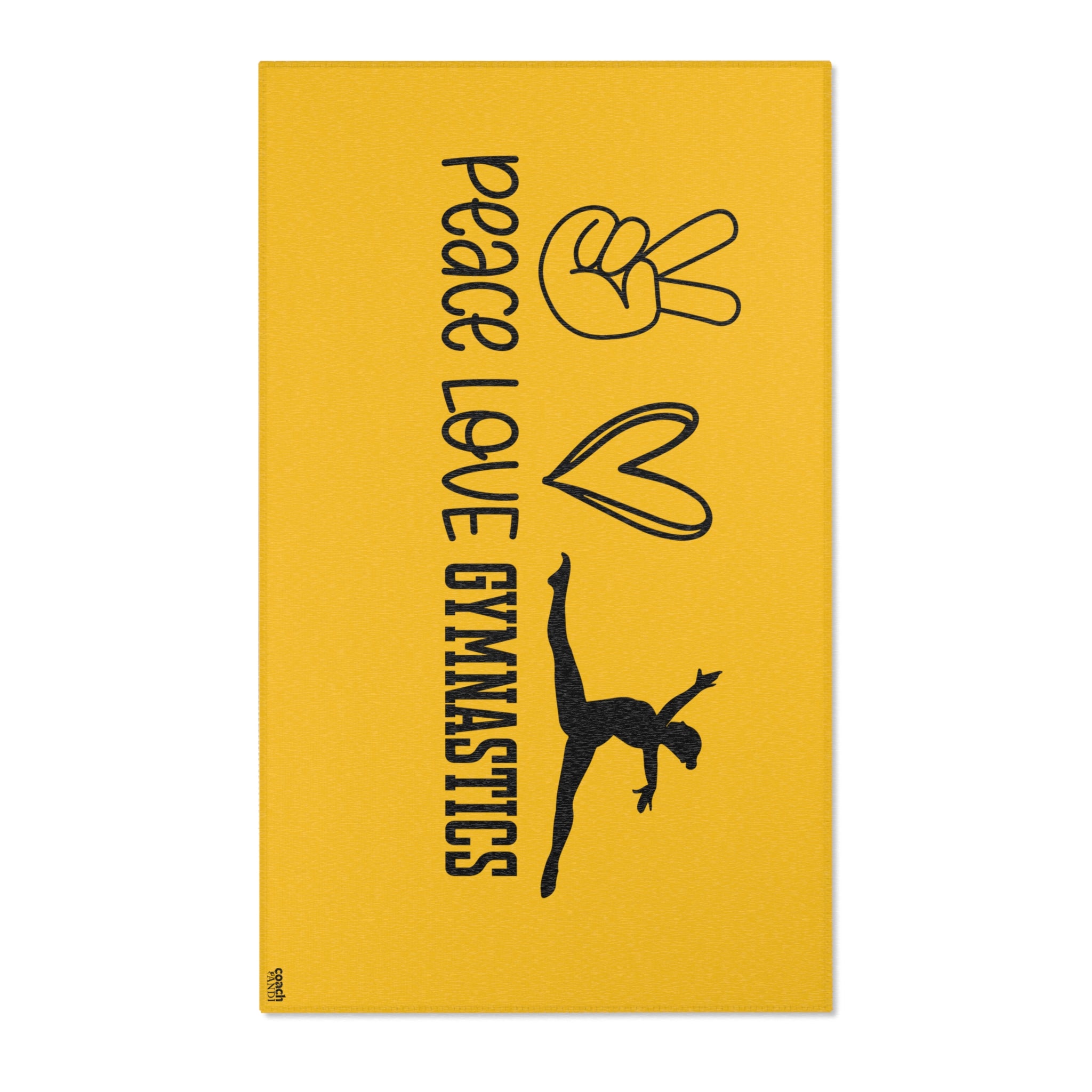 Peace, Love, Gymnastics-Goldenrod (Area Rugs)