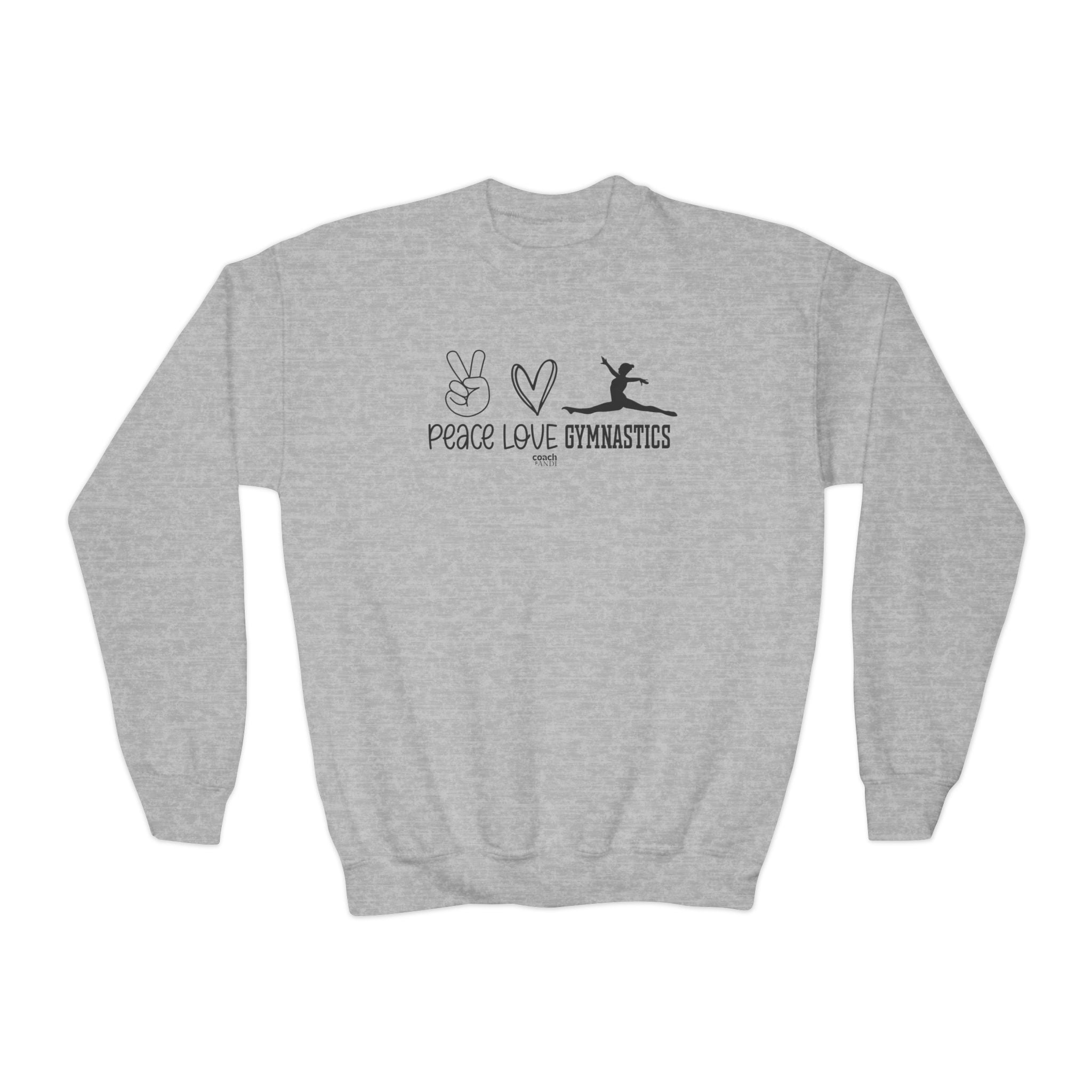 Peace, Love, Gymnastics (Youth Crewneck Sweatshirt)