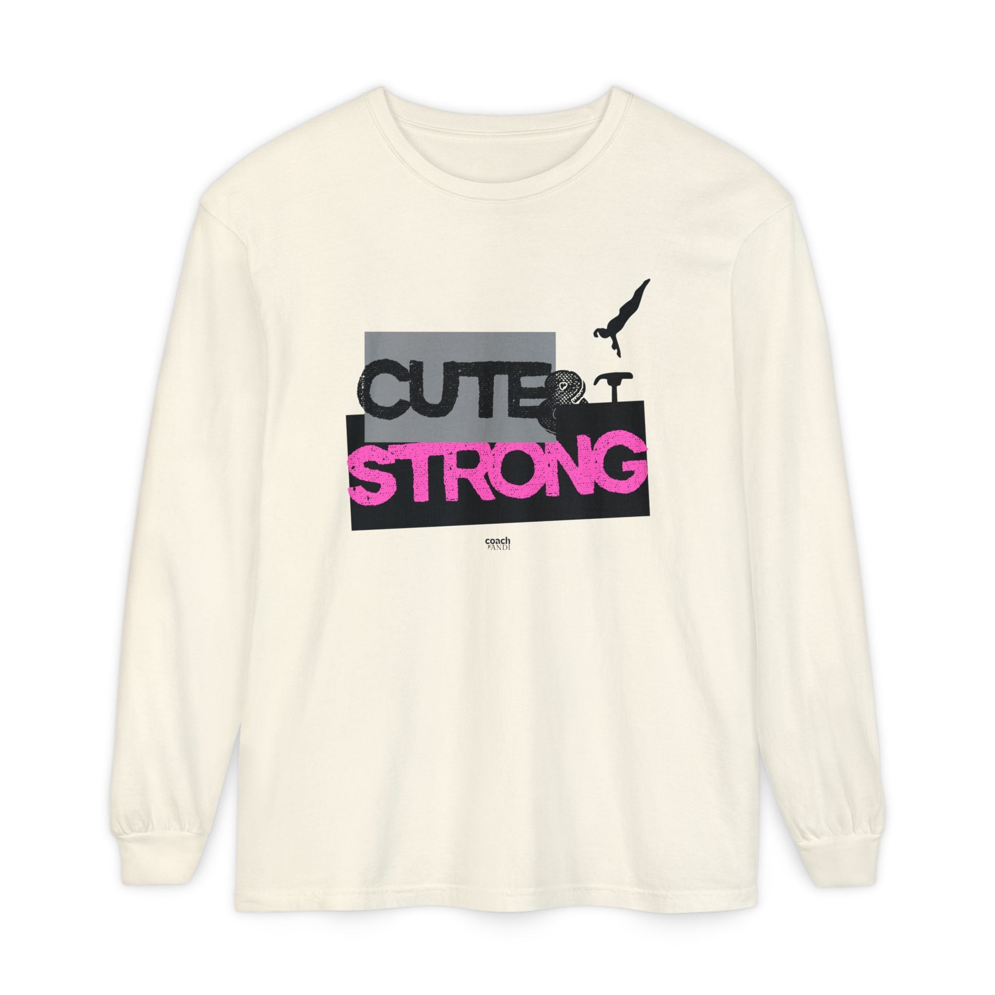 Cute & Strong - Pink/Black (Adult Long Sleeve Shirt)