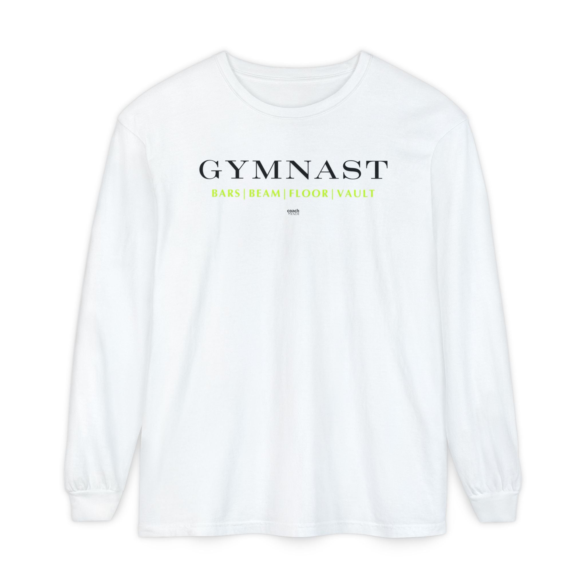 GYMNAST (Bars Beam Floor Vault) Long Sleeve Shirt - Lime (Adult )