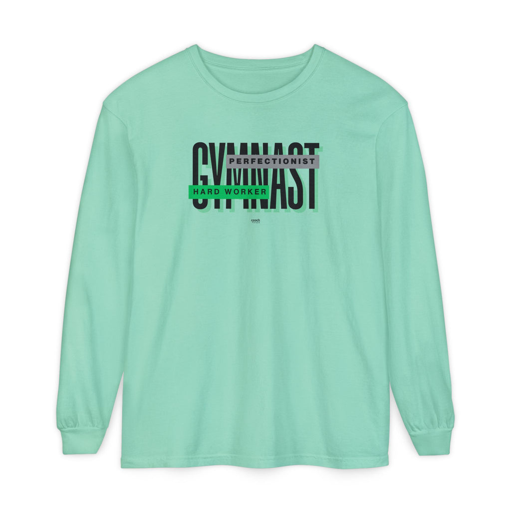 Gymnast Hard Worker Long Sleeve Shirt - Lime/Blue (Adult)