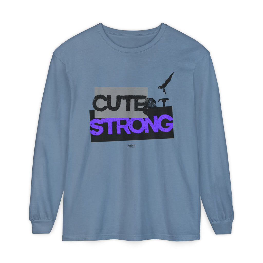 Cute & Strong - Purple/Black (Adult Long Sleeve Shirt)