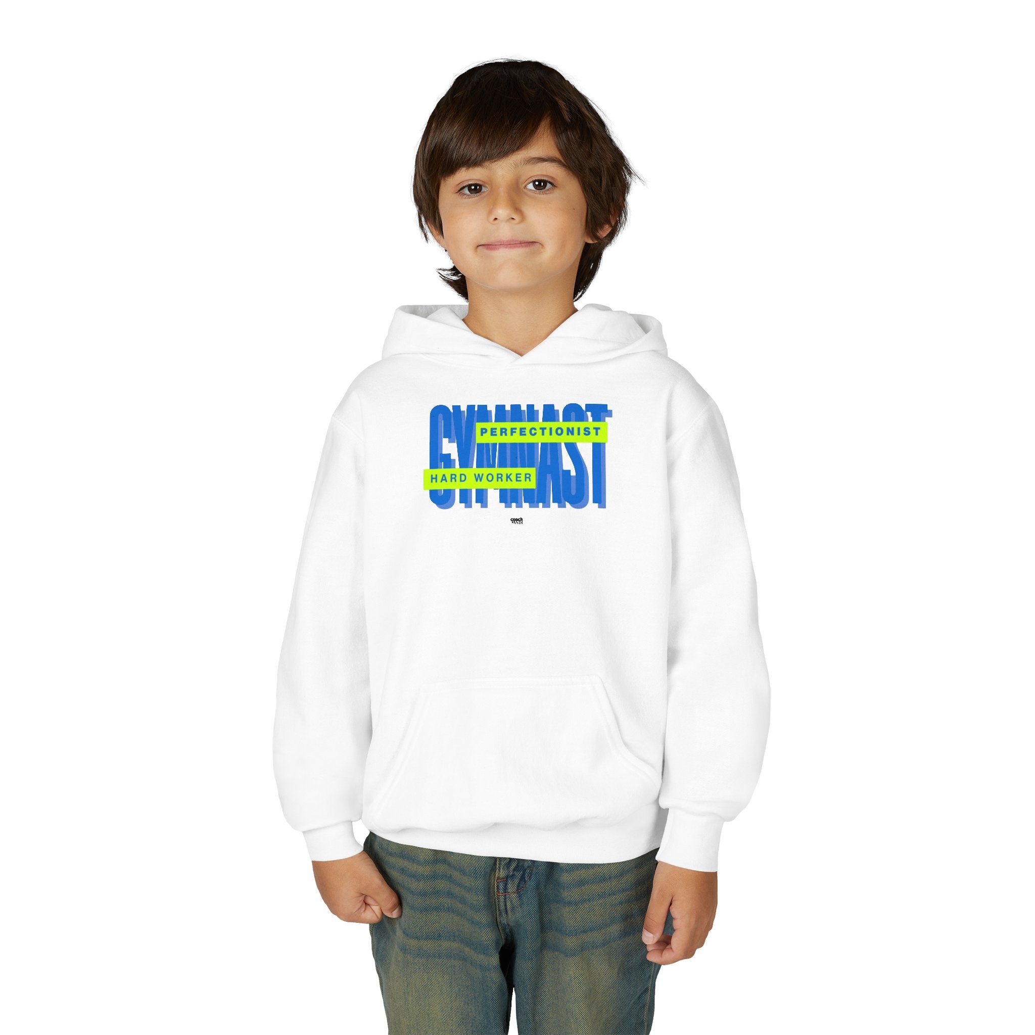 Gymnast Hard Worker Hoodie - Lime/Blue (Youth)