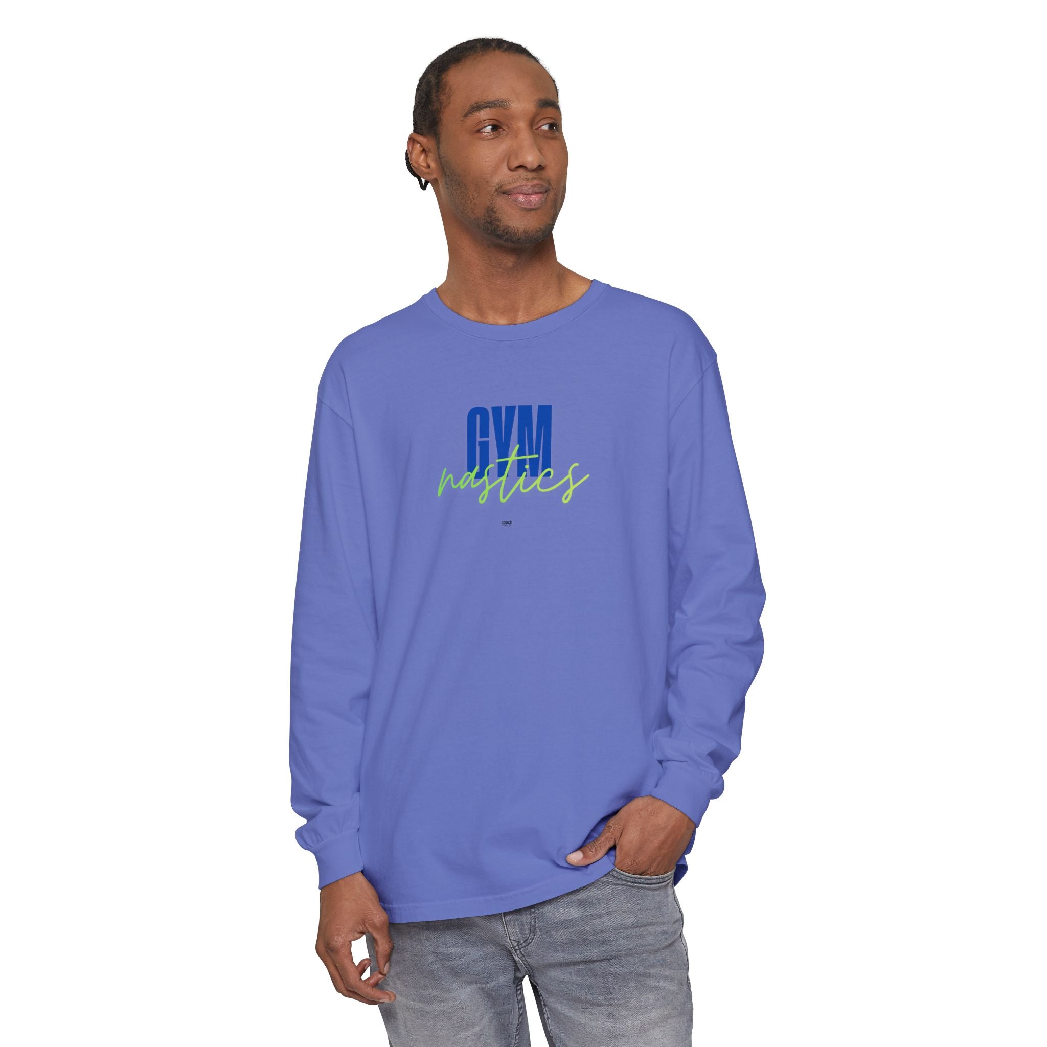 GYMnastics Long Sleeve Shirt - Blue/Lime (Adult)