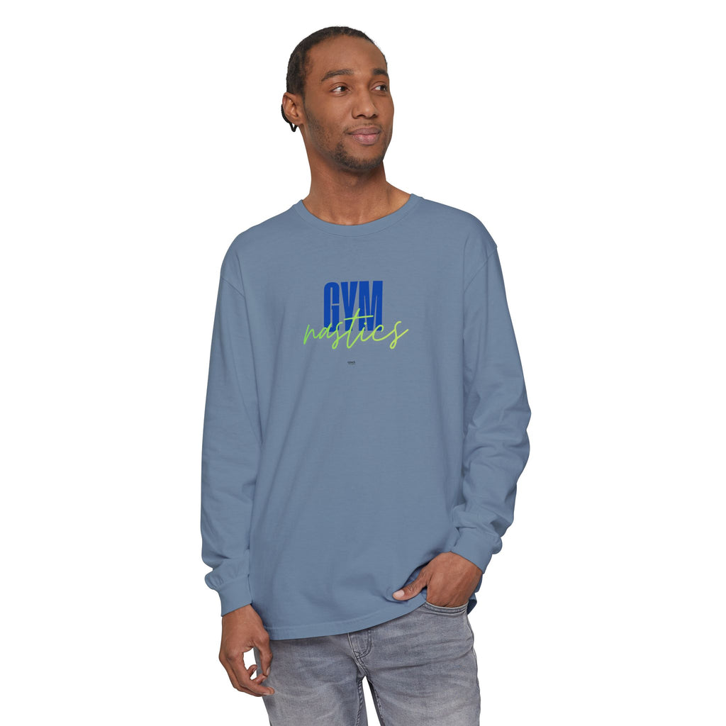 GYMnastics Long Sleeve Shirt - Blue/Lime (Adult)