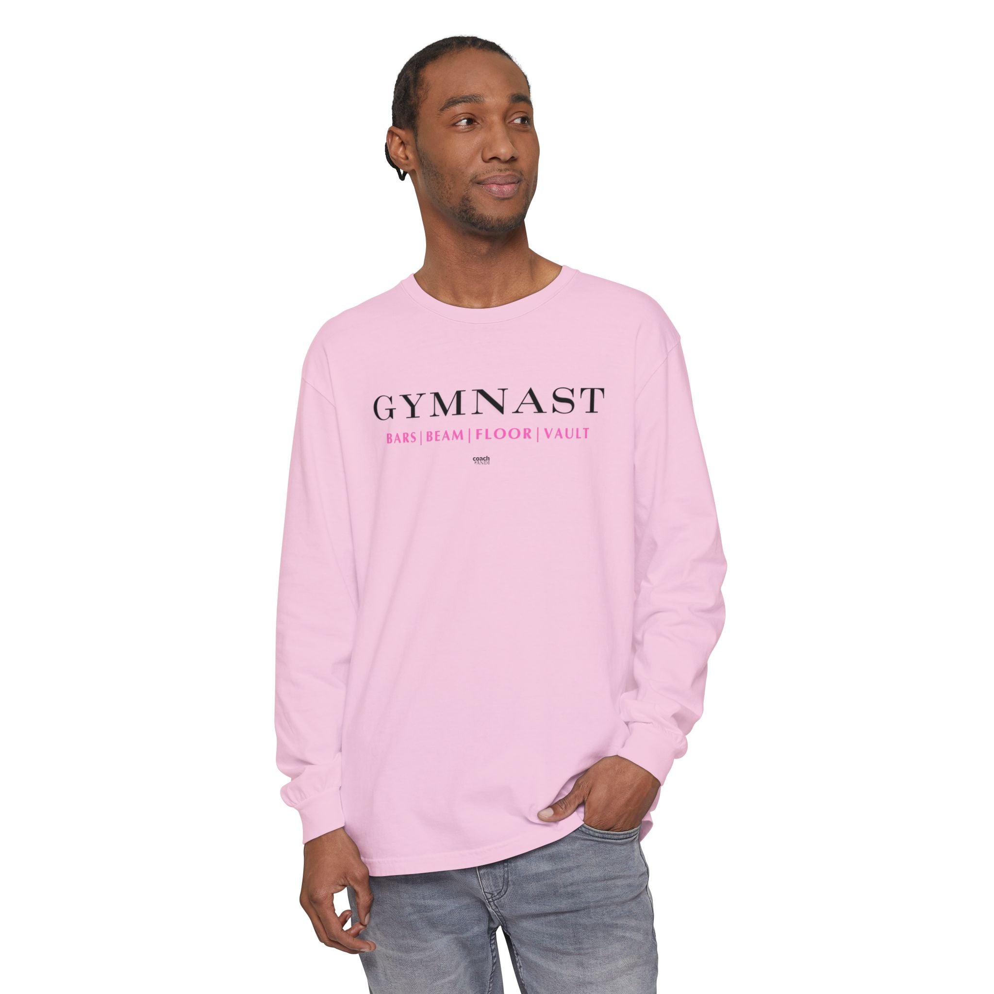 GYMNAST (Bars Beam Floor Vault) Long Sleeve Shirt - Pink (Adult )
