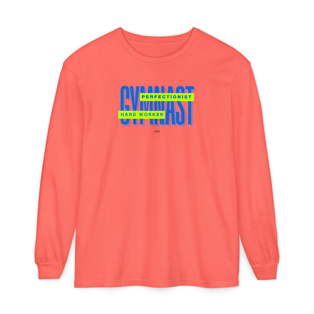 Gymnast Hard Worker Long Sleeve Shirt - Lime/Blue (Adult)