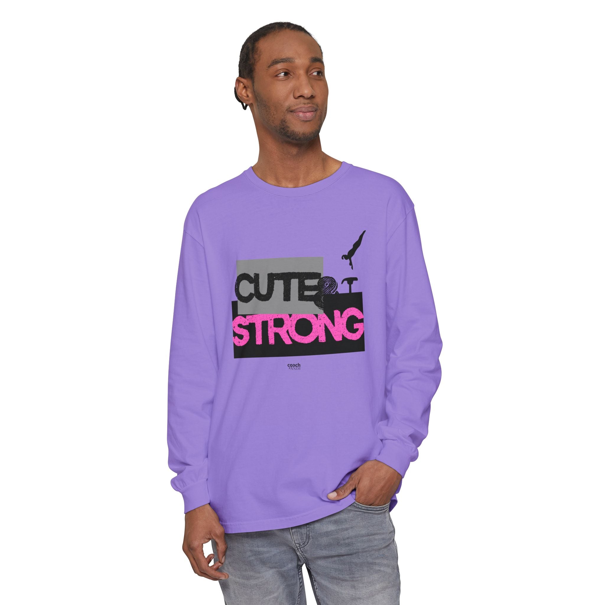 Cute & Strong - Pink/Black (Adult Long Sleeve Shirt)