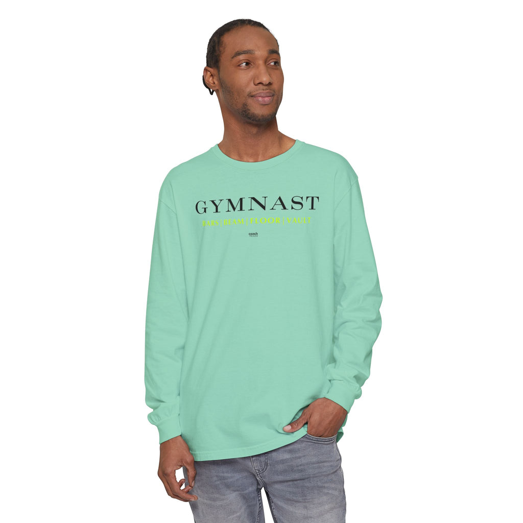 GYMNAST (Bars Beam Floor Vault) Long Sleeve Shirt - Lime (Adult )