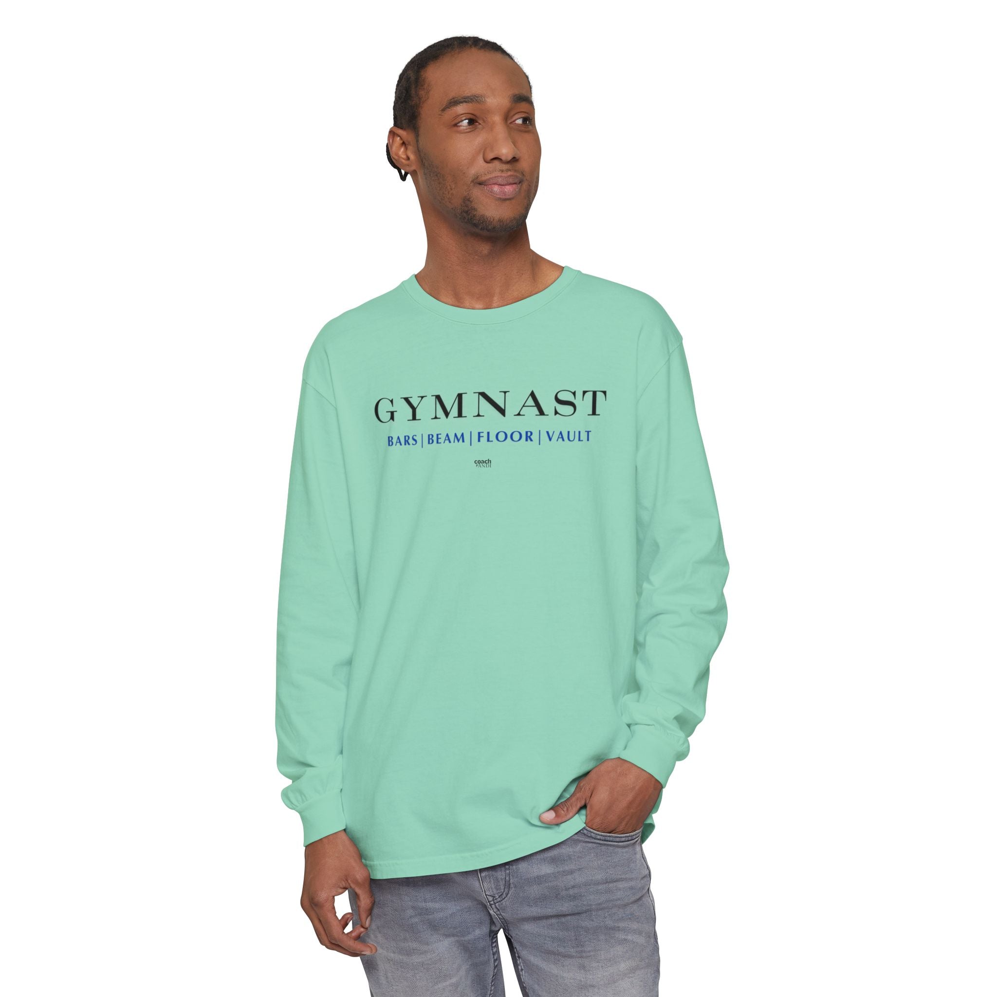 GYMNAST (Bars Beam Floor Vault) Long Sleeve Shirt - Blue (Adult )