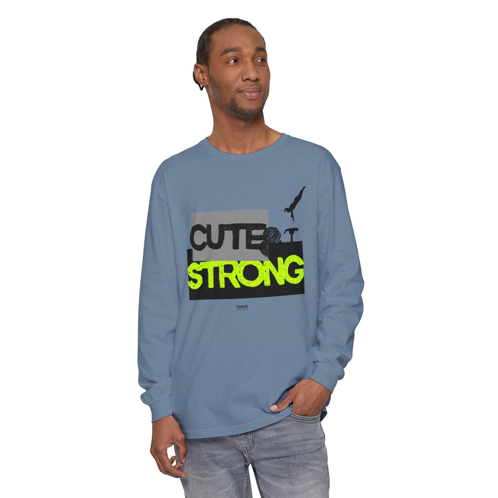 Cute & Strong - Lime/Black (Adult Long Sleeve Shirt)