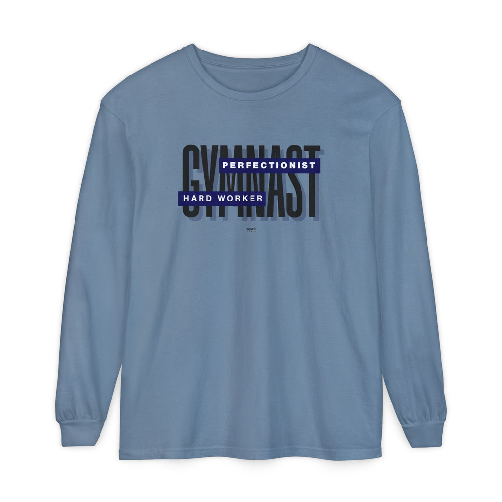 Gymnast Hard Worker Long Sleeve Shirt - Navy (Adult)