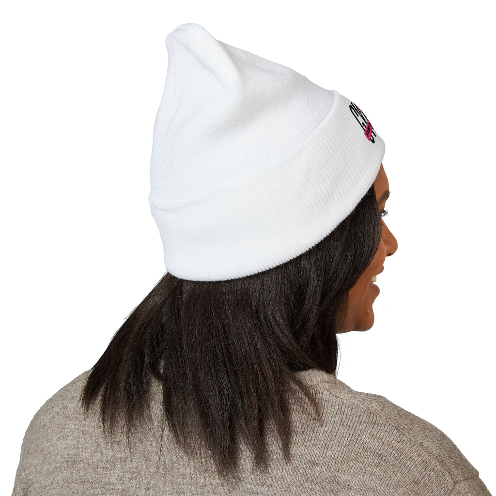 GYMNAST Pink White Knit Winter Hat