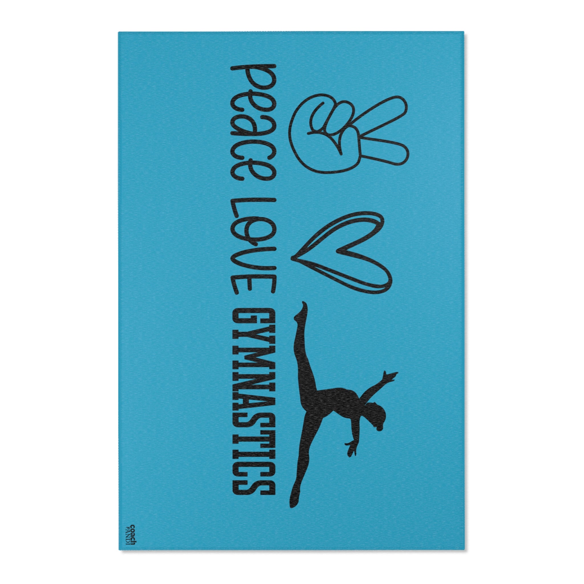 Peace, Love, Gymnastics-Turquoise (Area Rugs)