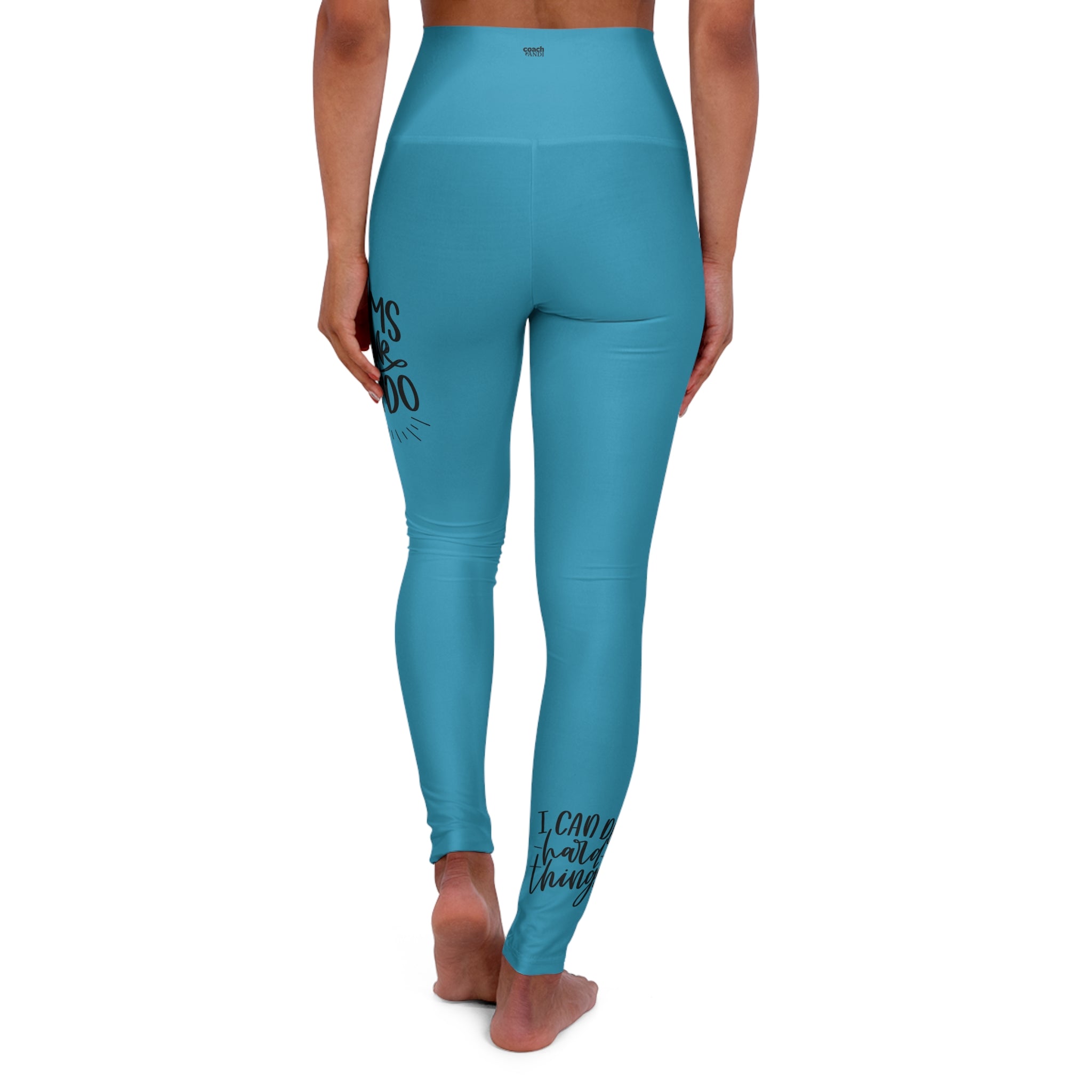Work Hard-Turquoise (Adult High Waisted Yoga Leggings (AOP))