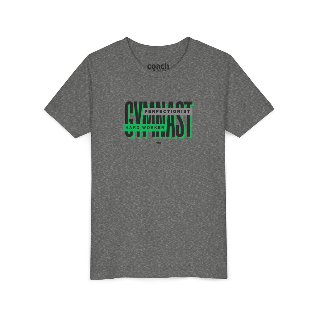 Gymnast Hard Worker Tshirt - Green/Black (Youth)