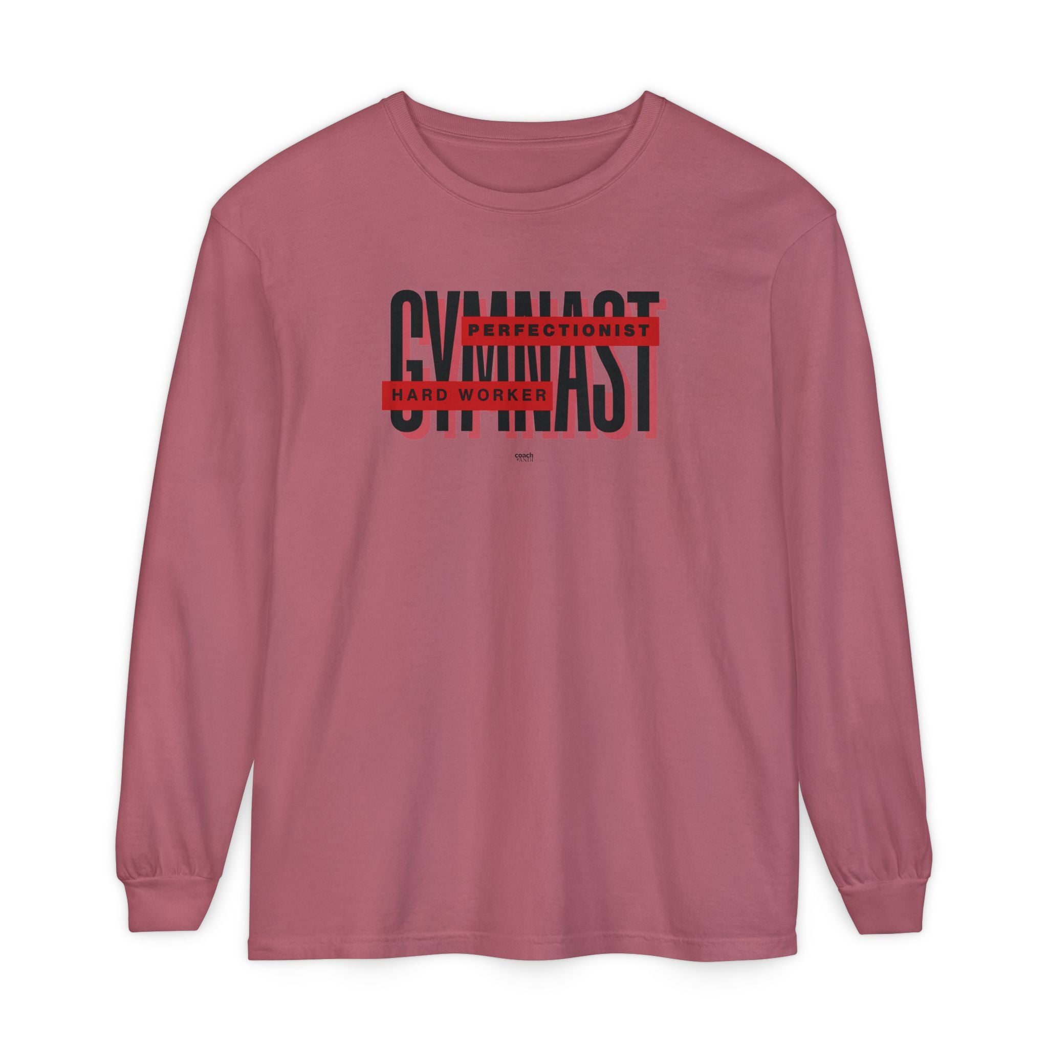 Gymnast Hard Worker Long Sleeve Shirt - Red (Adult)