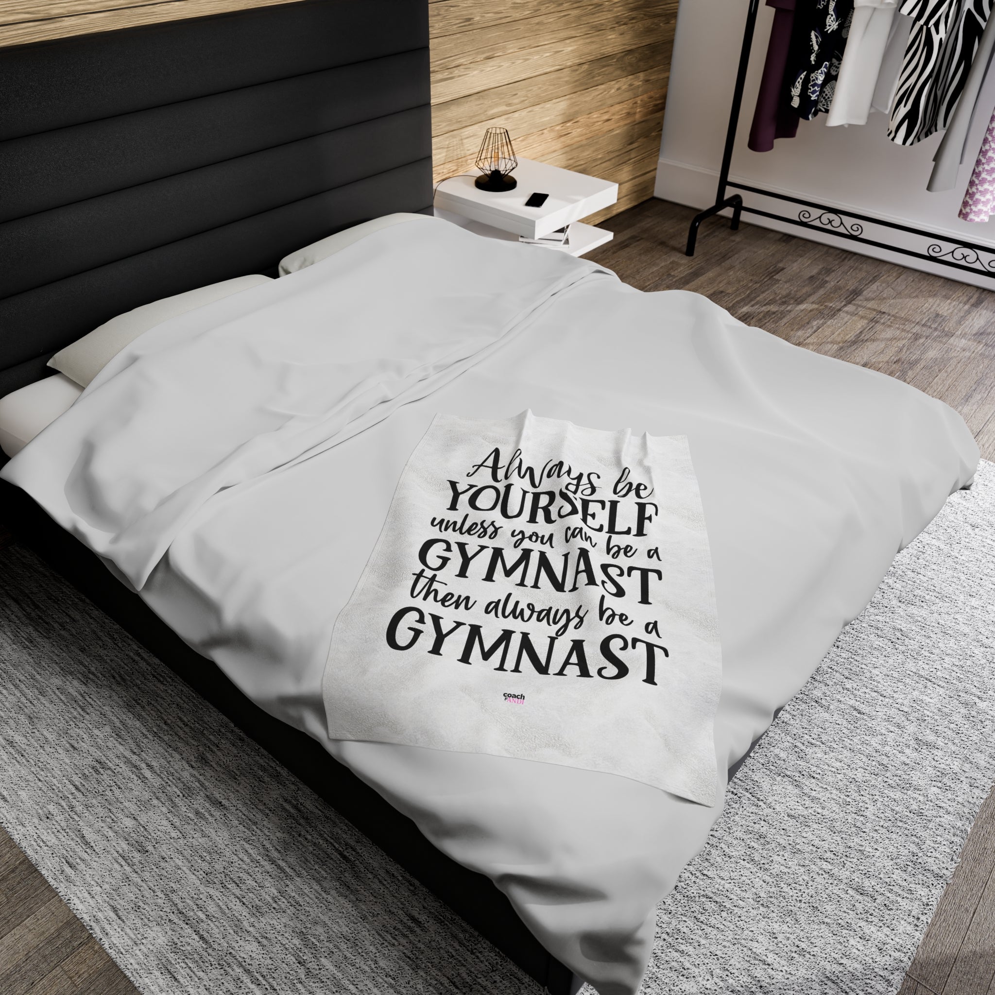 Always Be A Gymnast-White (Velveteen Plush Blanket)